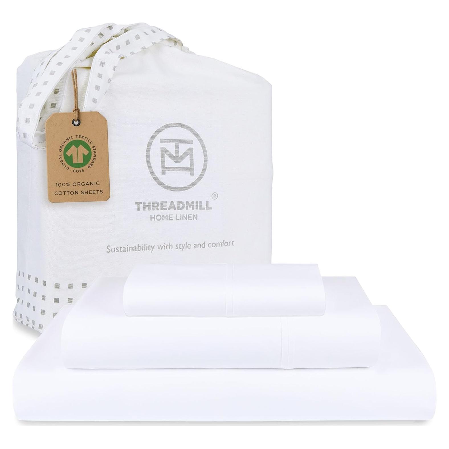 Juego de Sábanas Twin Threadmill de Algodón Orgánico - 3 Piezas