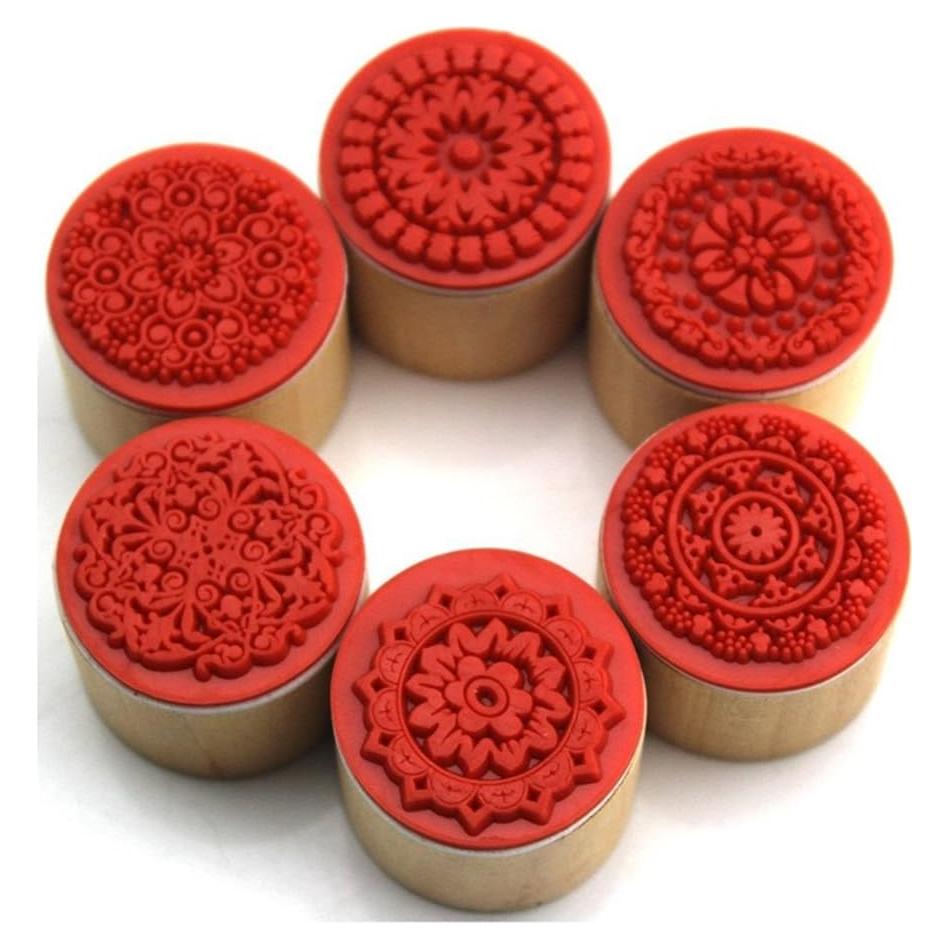 Sello de Goma Redondo Floral DECORA - 6 Piezas 9.4x6.1cm