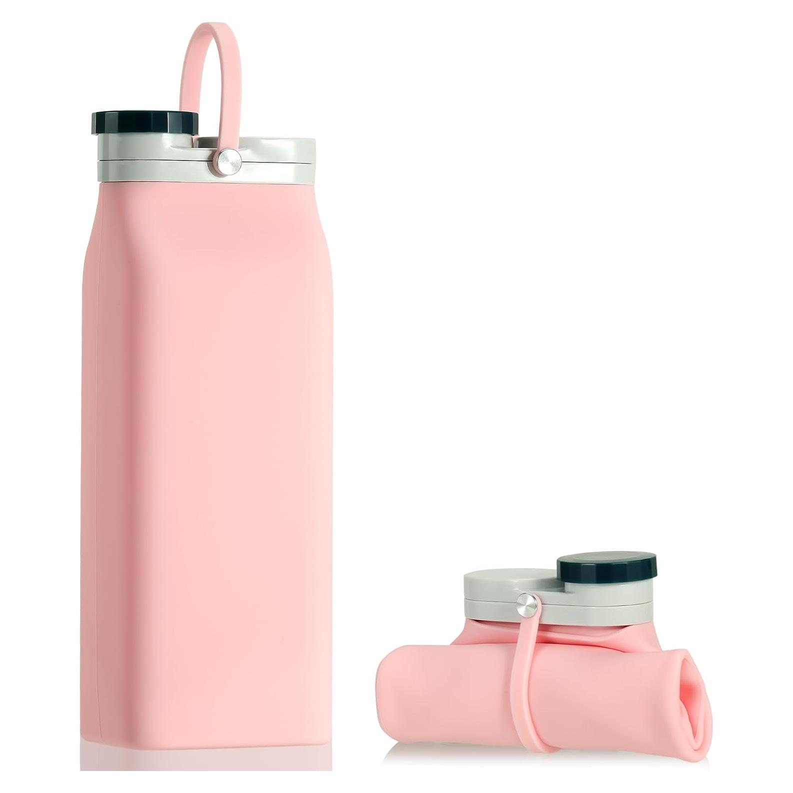 Botella de Agua Plegable PNEUICALLY 591 ml Rosa Silicona