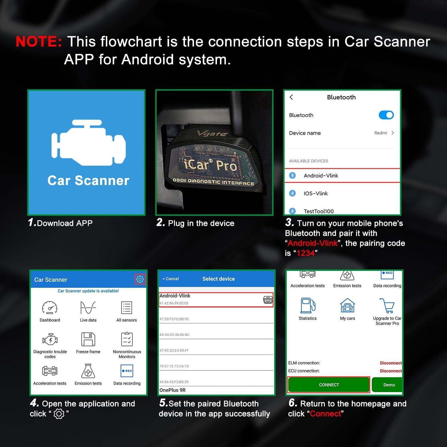 Escáner OBD2 Vgate iCar Pro 3.0 Bluetooth para Android y Windows