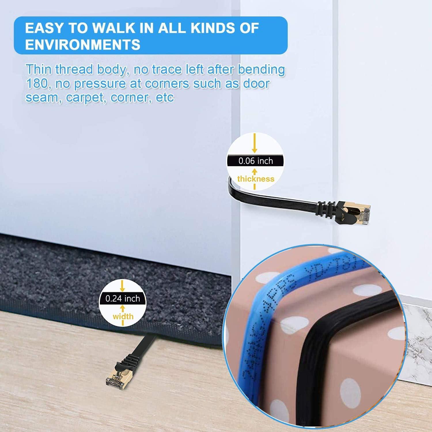 Cable Ethernet Cat 6 Comtelek 150 FT Plano RJ45 Negro