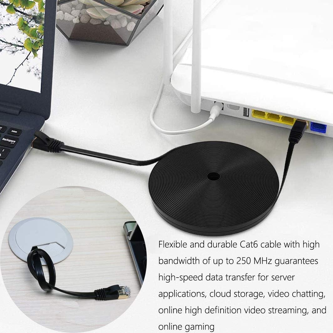 Cable Ethernet Cat 6 Comtelek 150 FT Plano RJ45 Negro