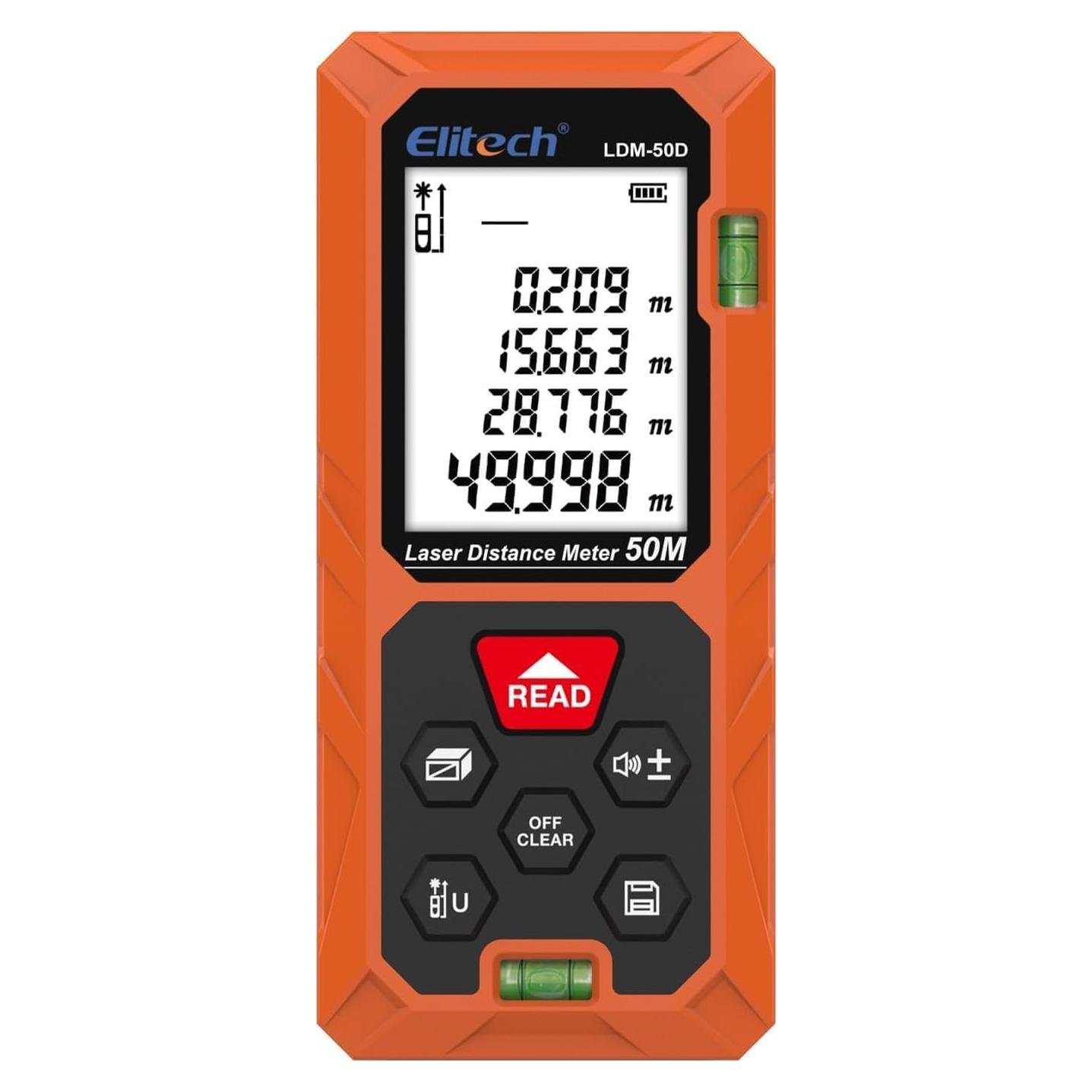Medidor de Distancia Láser Elitech LDM-50D 50m Precisión ±2mm