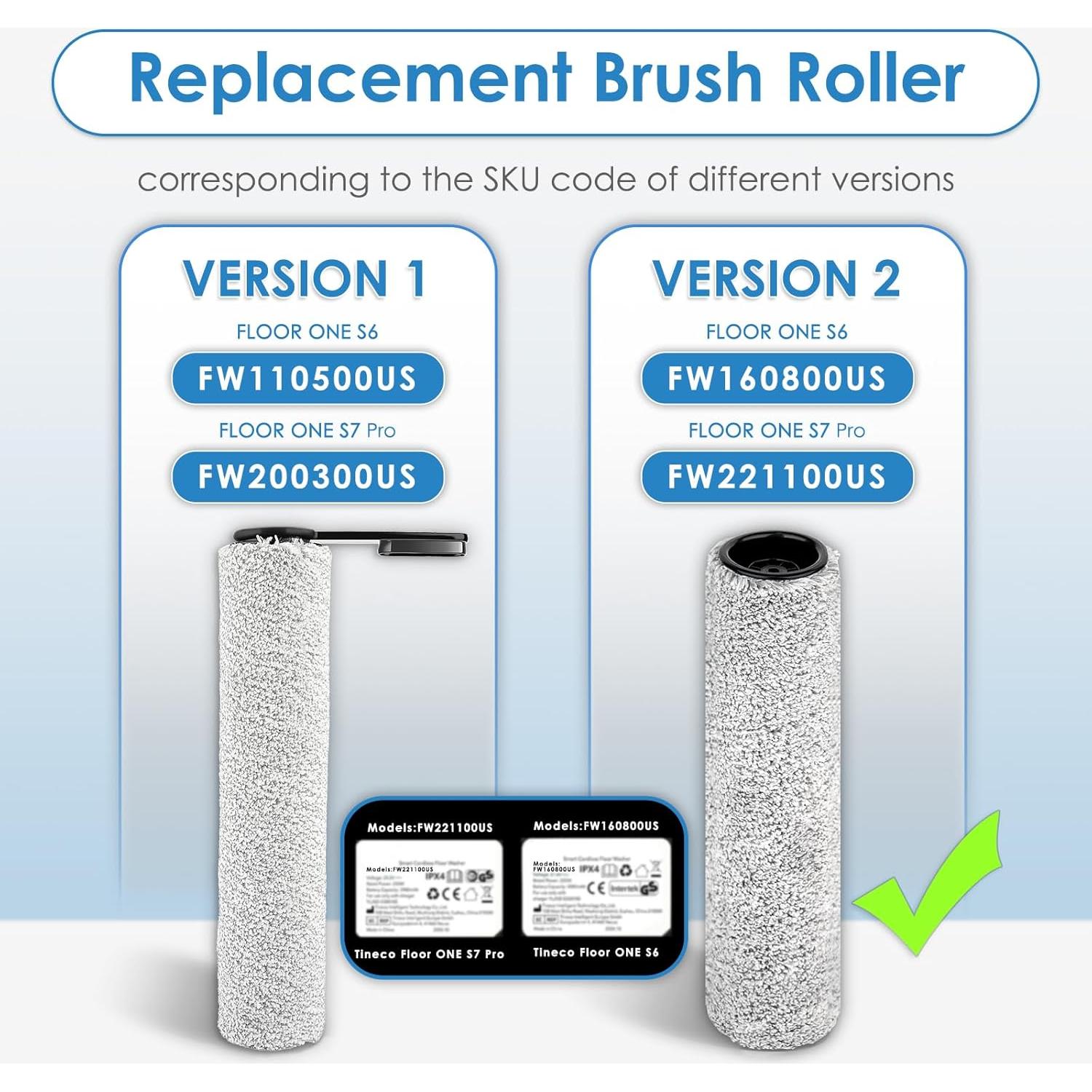 Rodillos y Filtros HEPA BRUVISH para Tineco S7 Pro/S6 - Paquete de 6