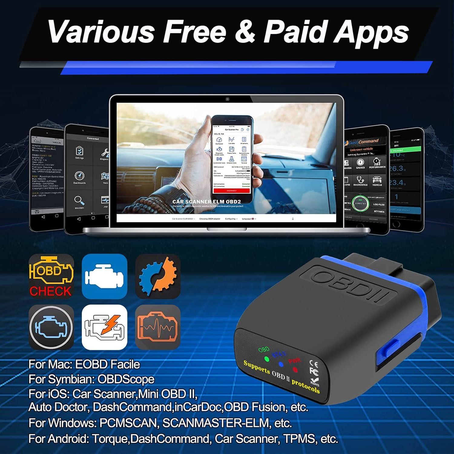 Escáner OBD2 Bluetooth 4.0 LJPXHHU para iOS y Android