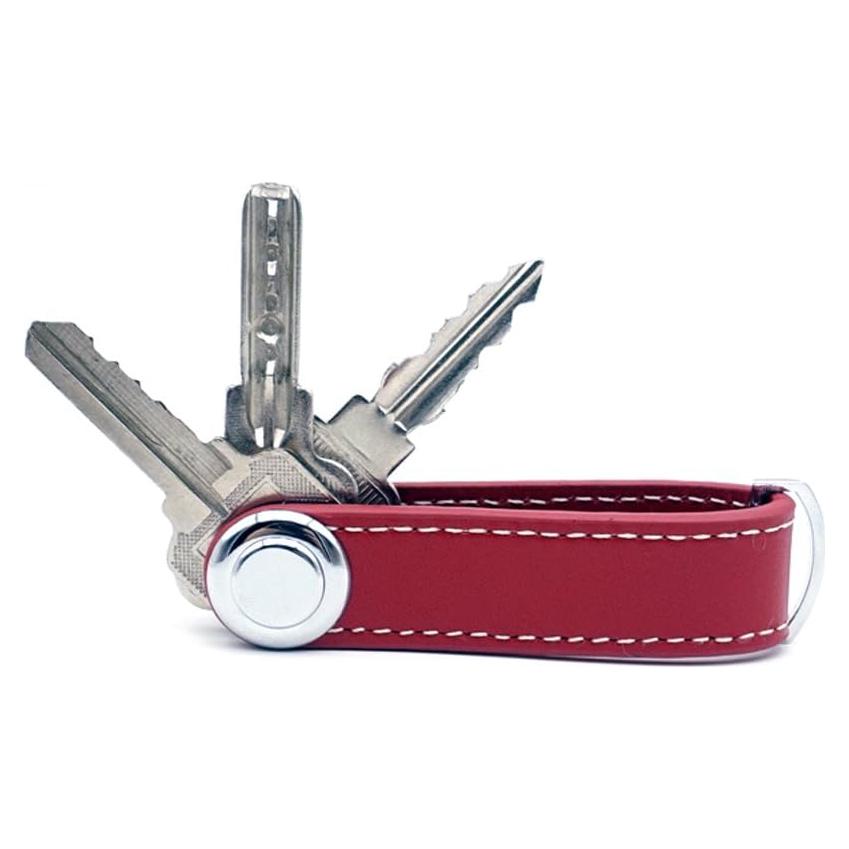 Soporte de Llaves Compacto ERCRYSTO - Organizador de Cuero Rojo