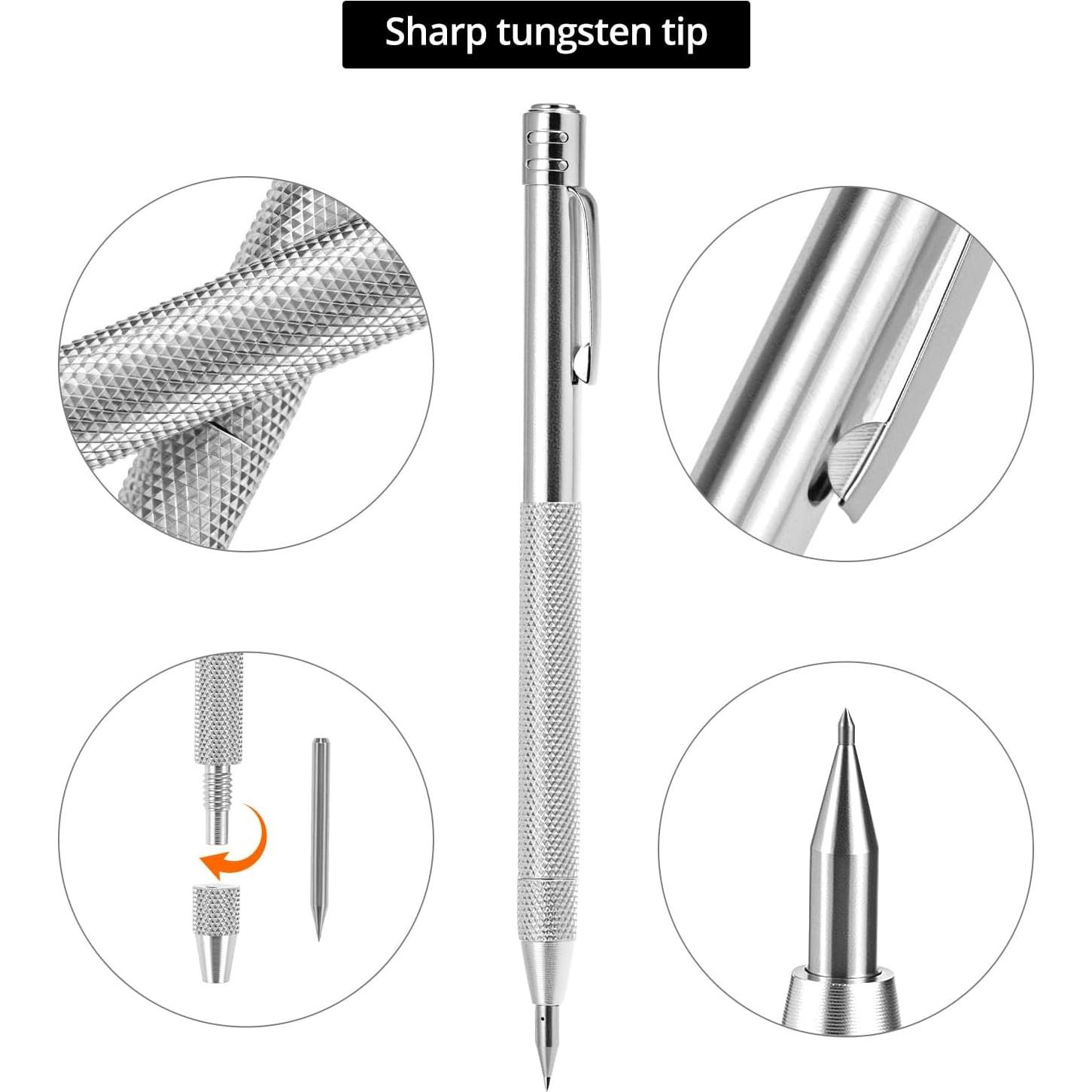 QWORK Scriber Carburo de Tungsteno 4 Piezas con 20 Puntas