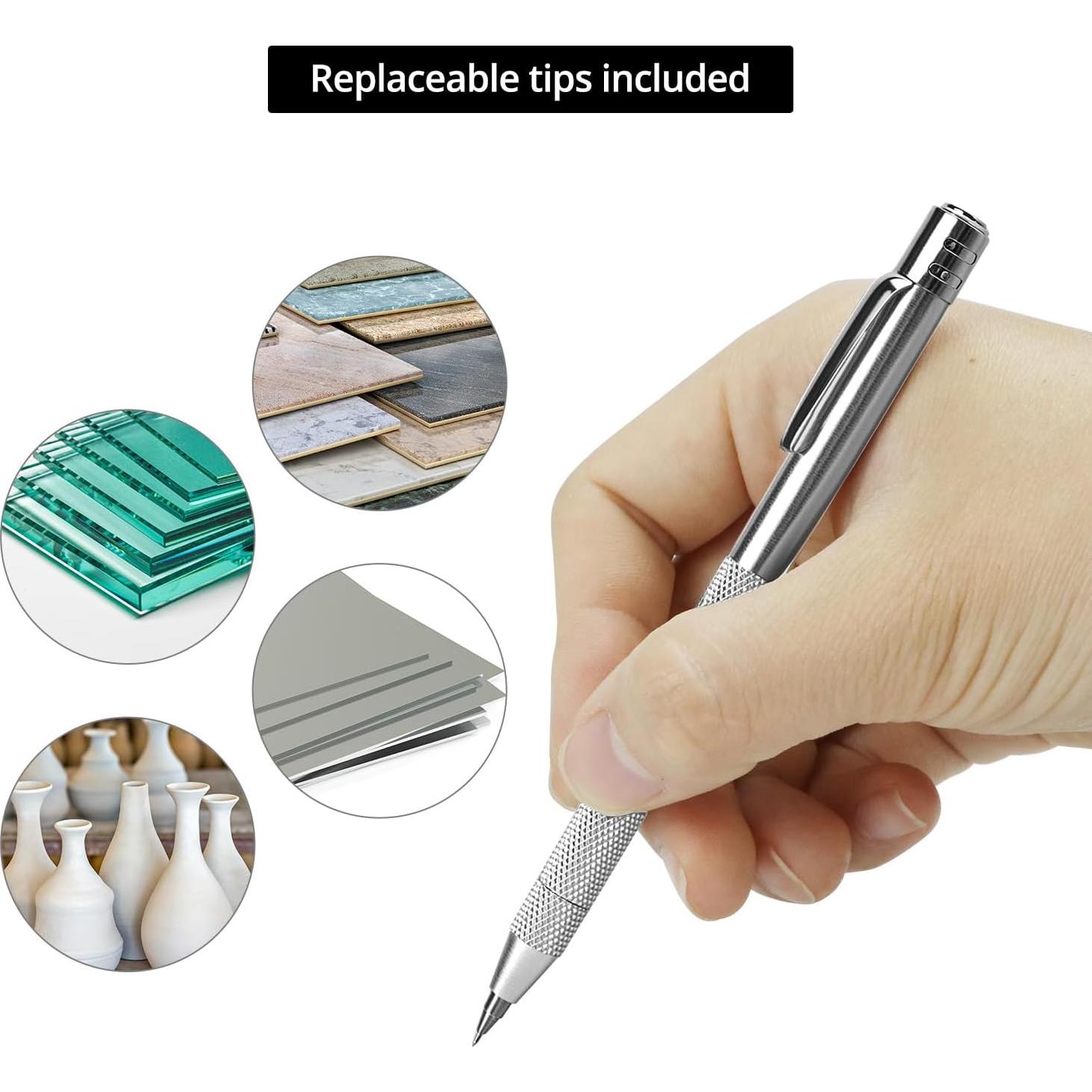 QWORK Scriber Carburo de Tungsteno 4 Piezas con 20 Puntas