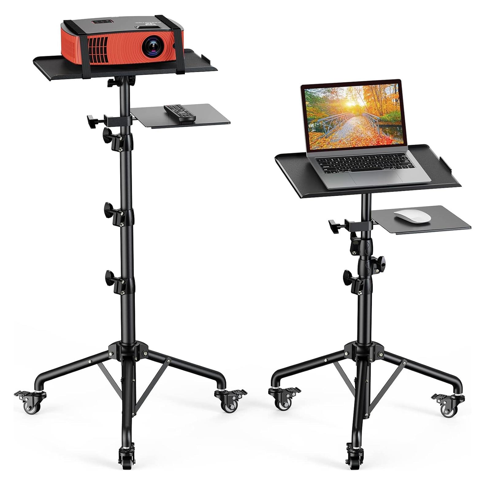 Soporte de Proyector Amada Ajustable con Ruedas y Bandeja