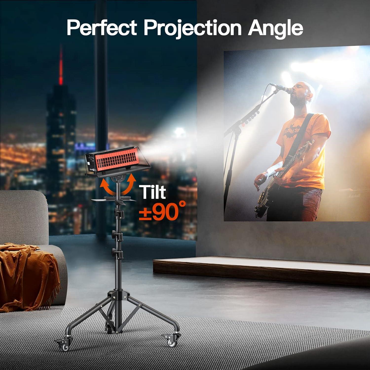 Soporte de Proyector Amada Ajustable con Ruedas y Bandeja