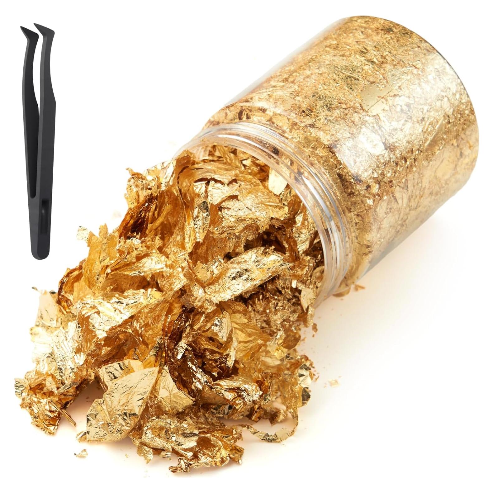 Copos de Hoja de Oro Imitación FOJOO 10g con Pinzas DIY