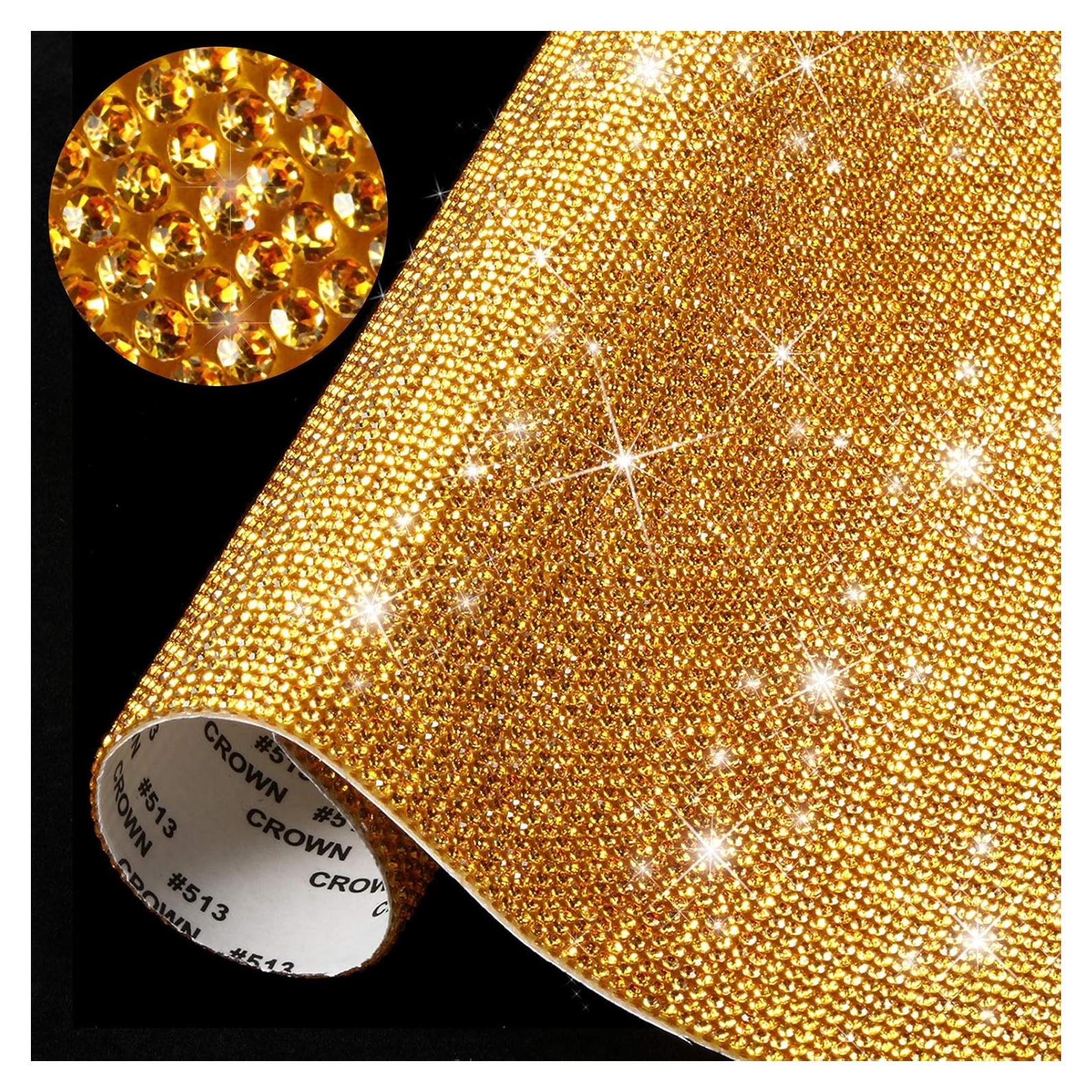 Hoja de Rhinestones Autoadhesivos Outus 12000 Pcs Dorado 24x20 cm