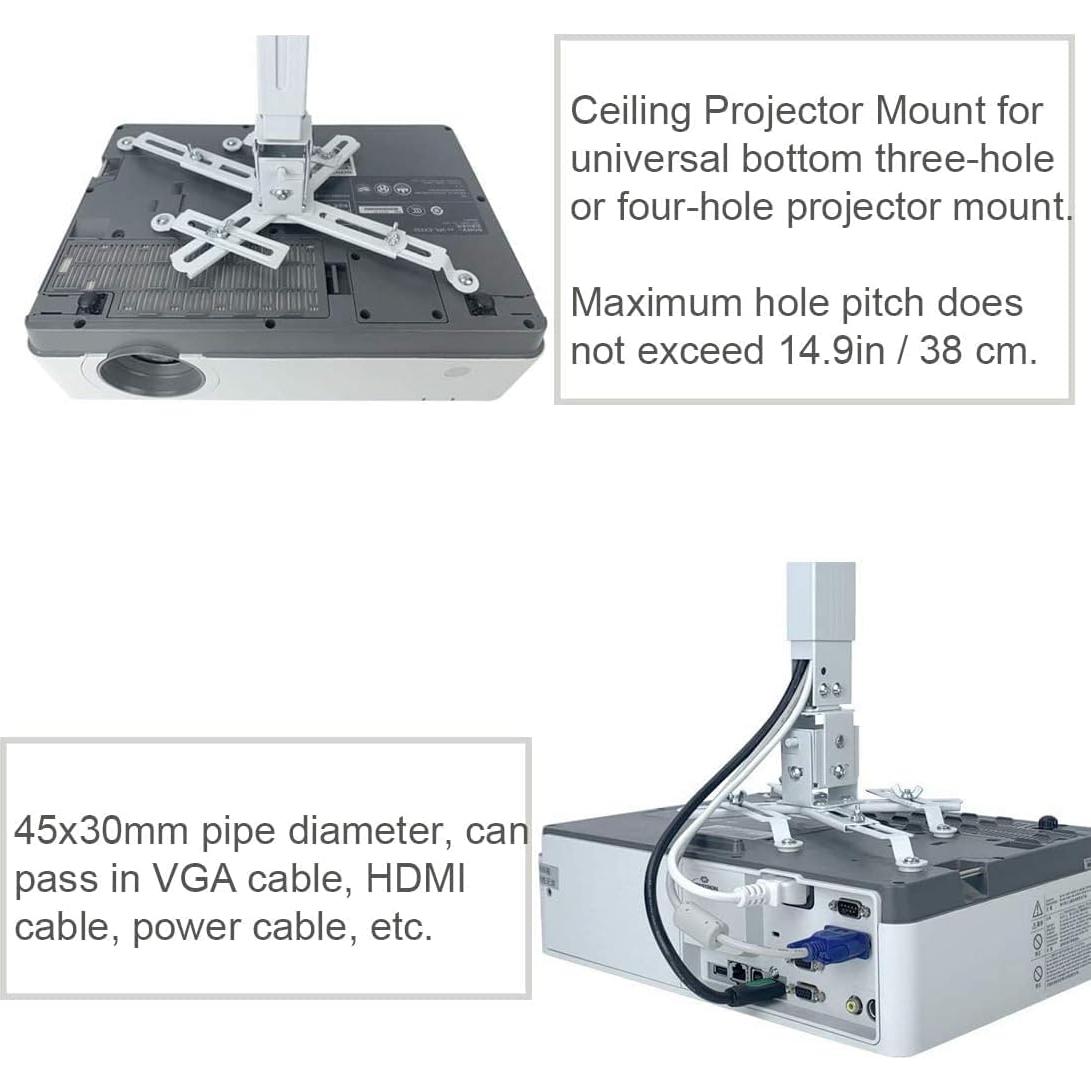 Soporte de Techo para Proyector Coret Ajustable Blanco 15 kg