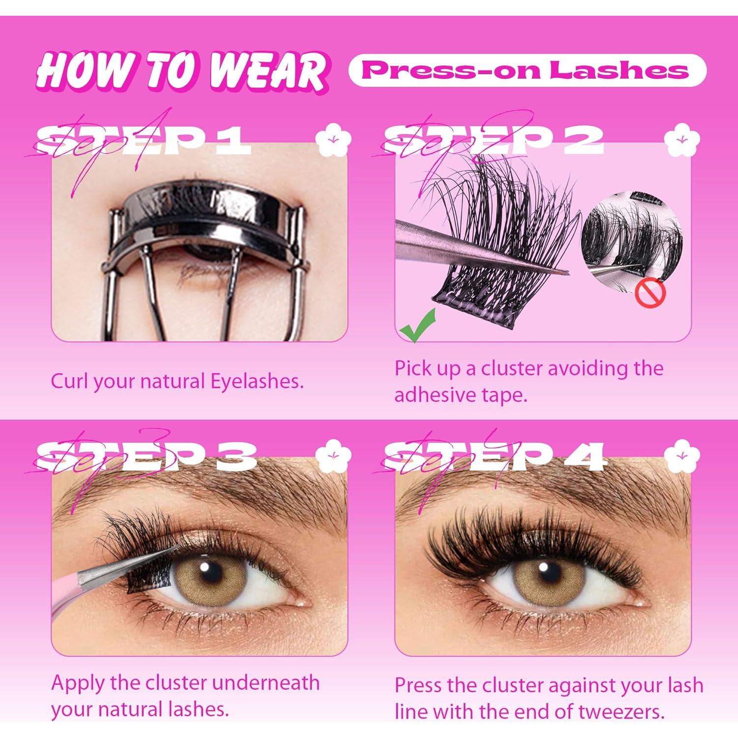 Grupos de Pestañas Autoadhesivas ALPHONSE 10-16mm Reutilizables