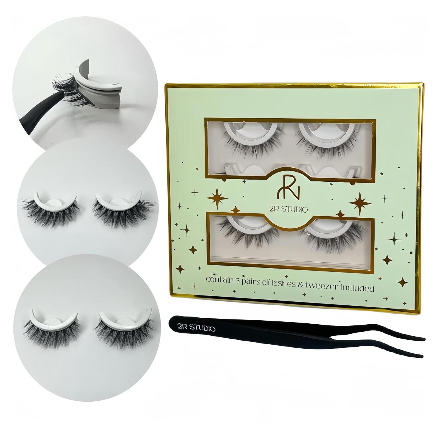 Pestañas Autoadhesivas 2R Studio - 3 Pares Naturales Curva C