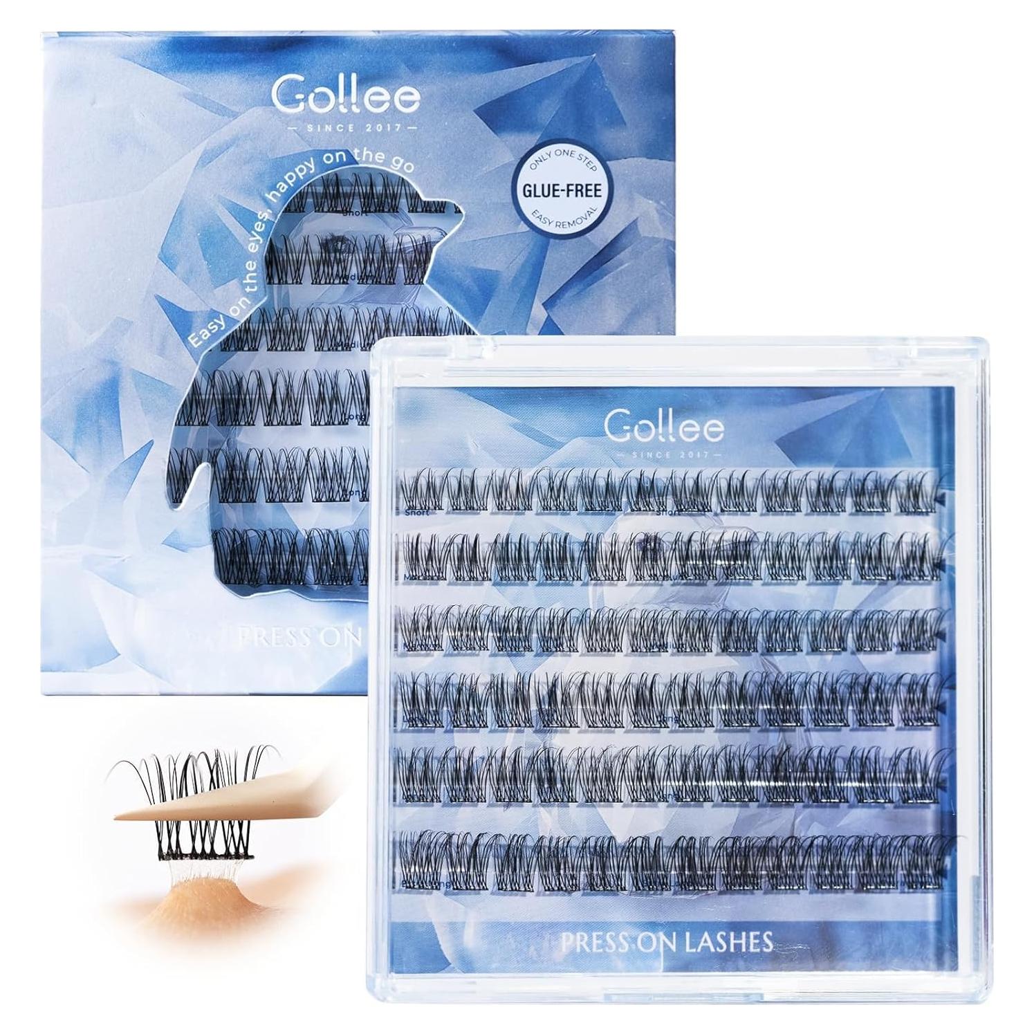 Grupos de Pestañas Autoadhesivas GOLLEE 72PCS D Curl Natural