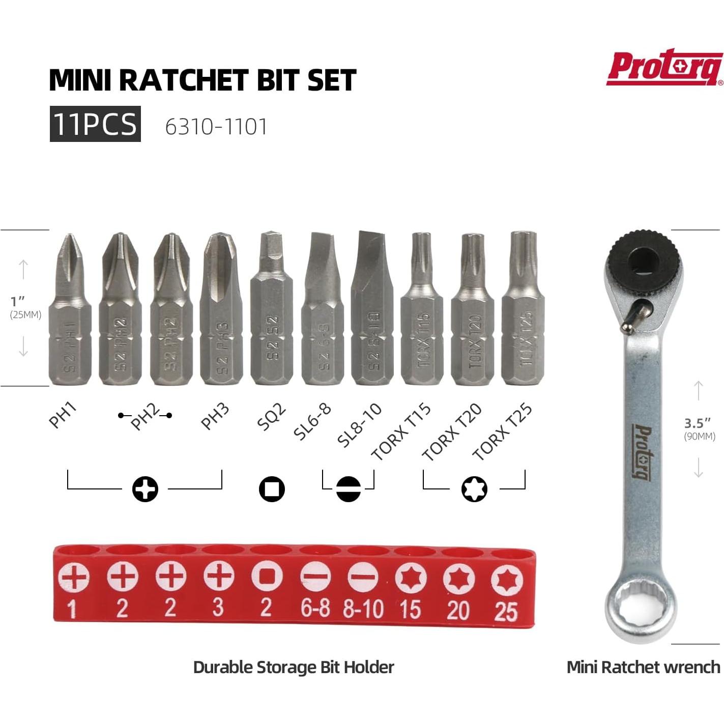 Juego de Puntas de Destornillador Protorq Mini 11 Piezas