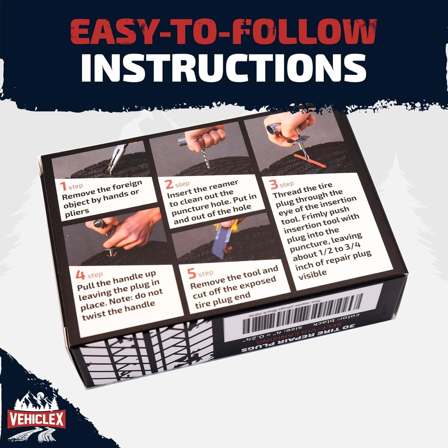 Kit de Reparación de Neumáticos Vehiclex - 30 Piezas Marrón