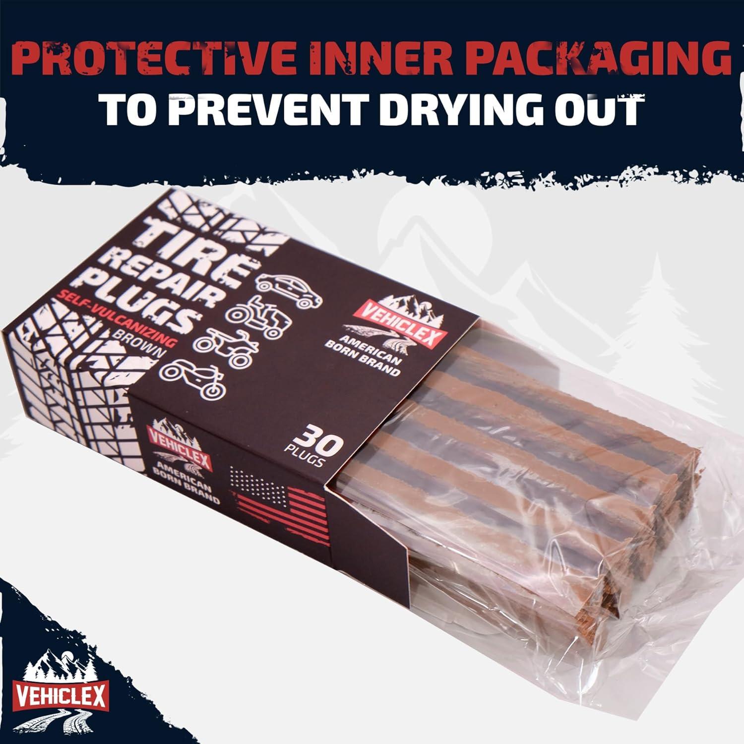 Kit de Reparación de Neumáticos Vehiclex - 30 Piezas Marrón