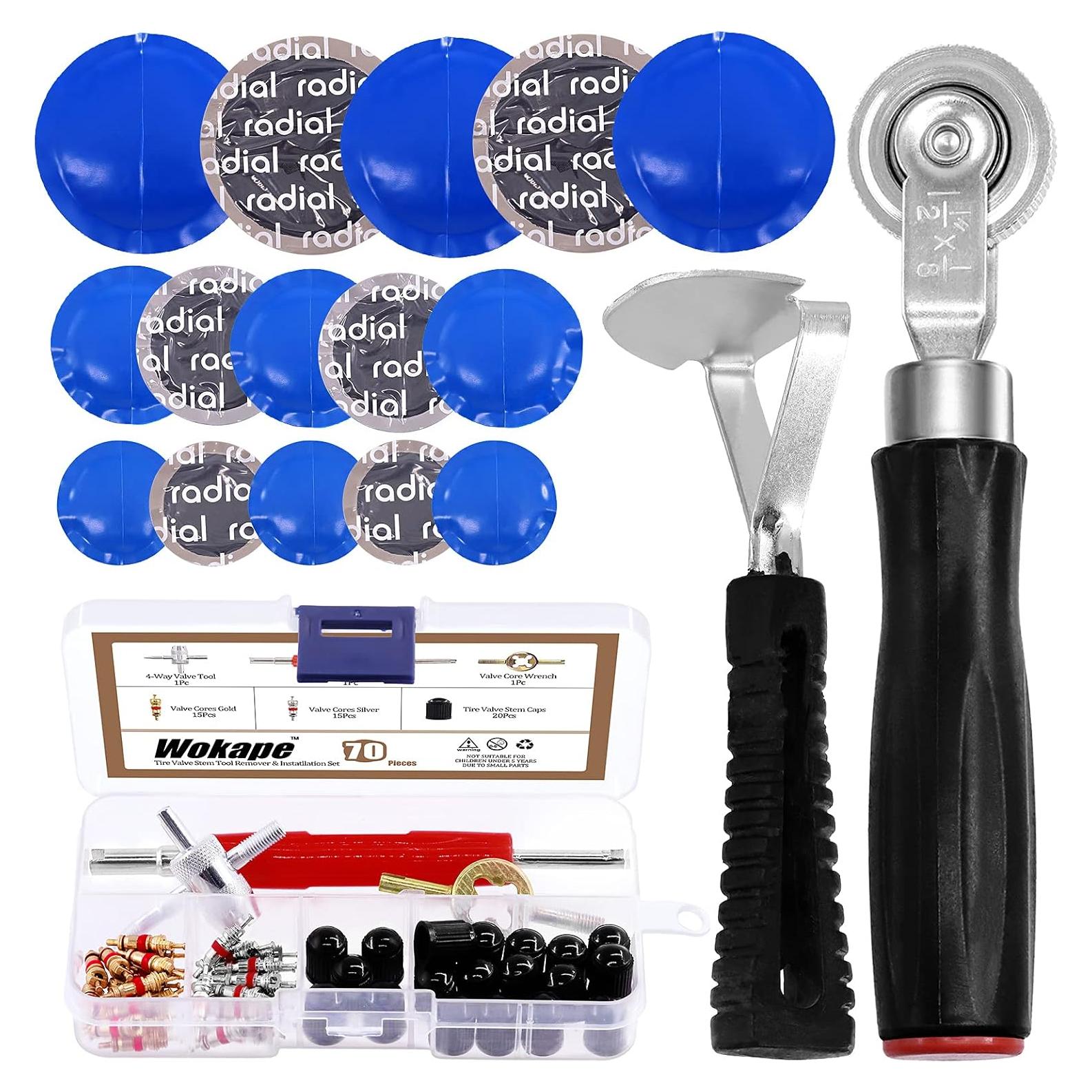 Kit de Reparación de Neumáticos Wokape 70 Piezas con Herramientas