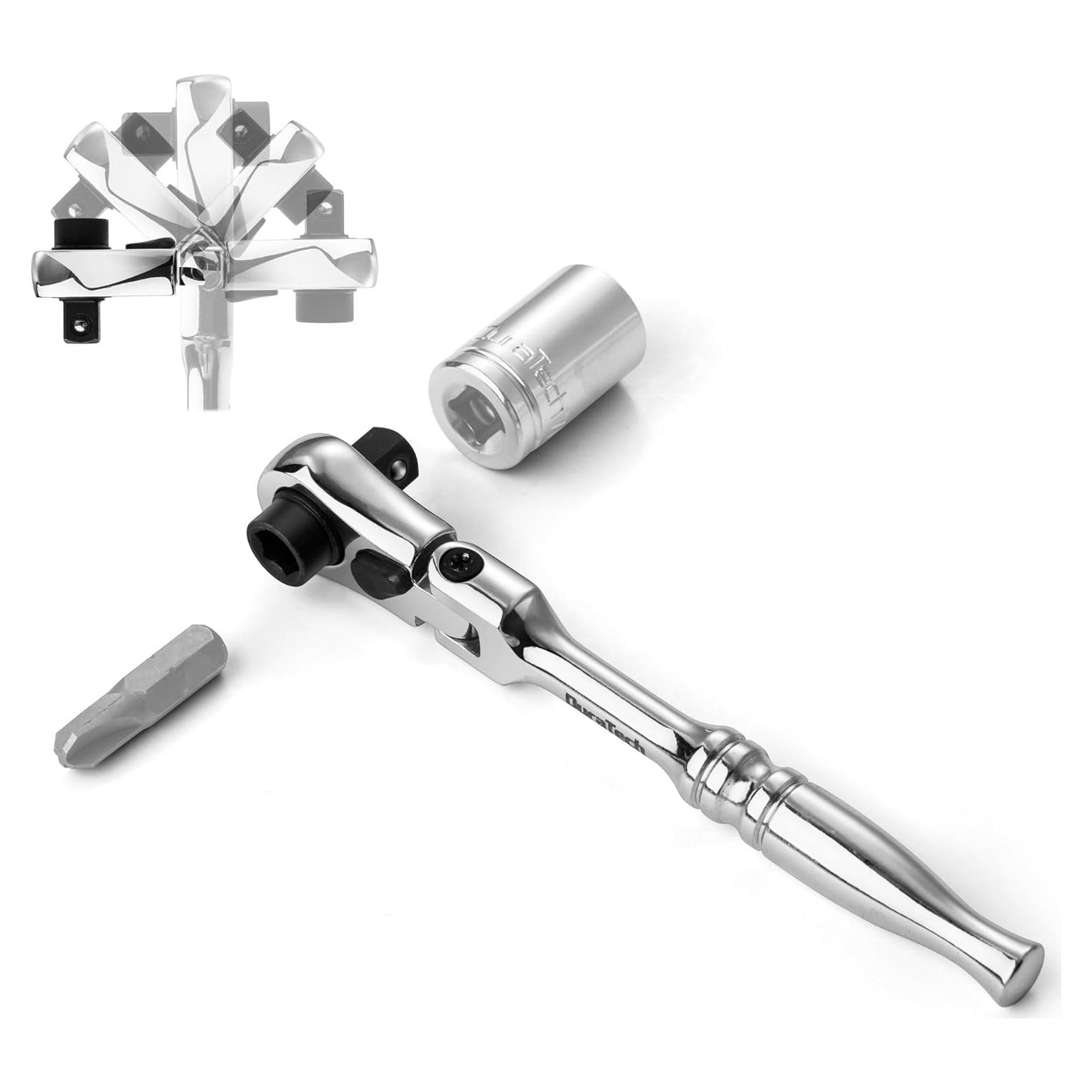 DURATECH Mango de Carraca 1/4" Flexible 72 Dientes Acero