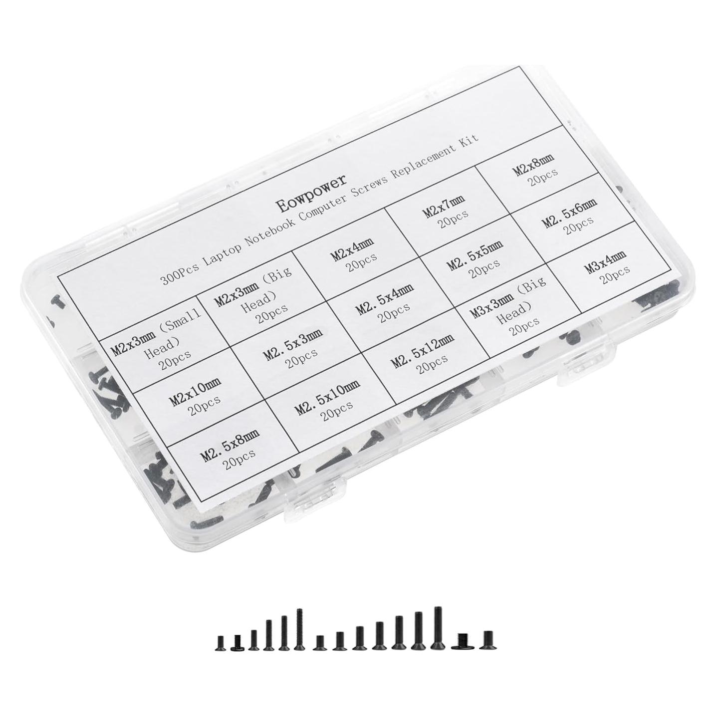 Kit de Tornillos de Reemplazo Eowpower 300 Piezas para Laptop