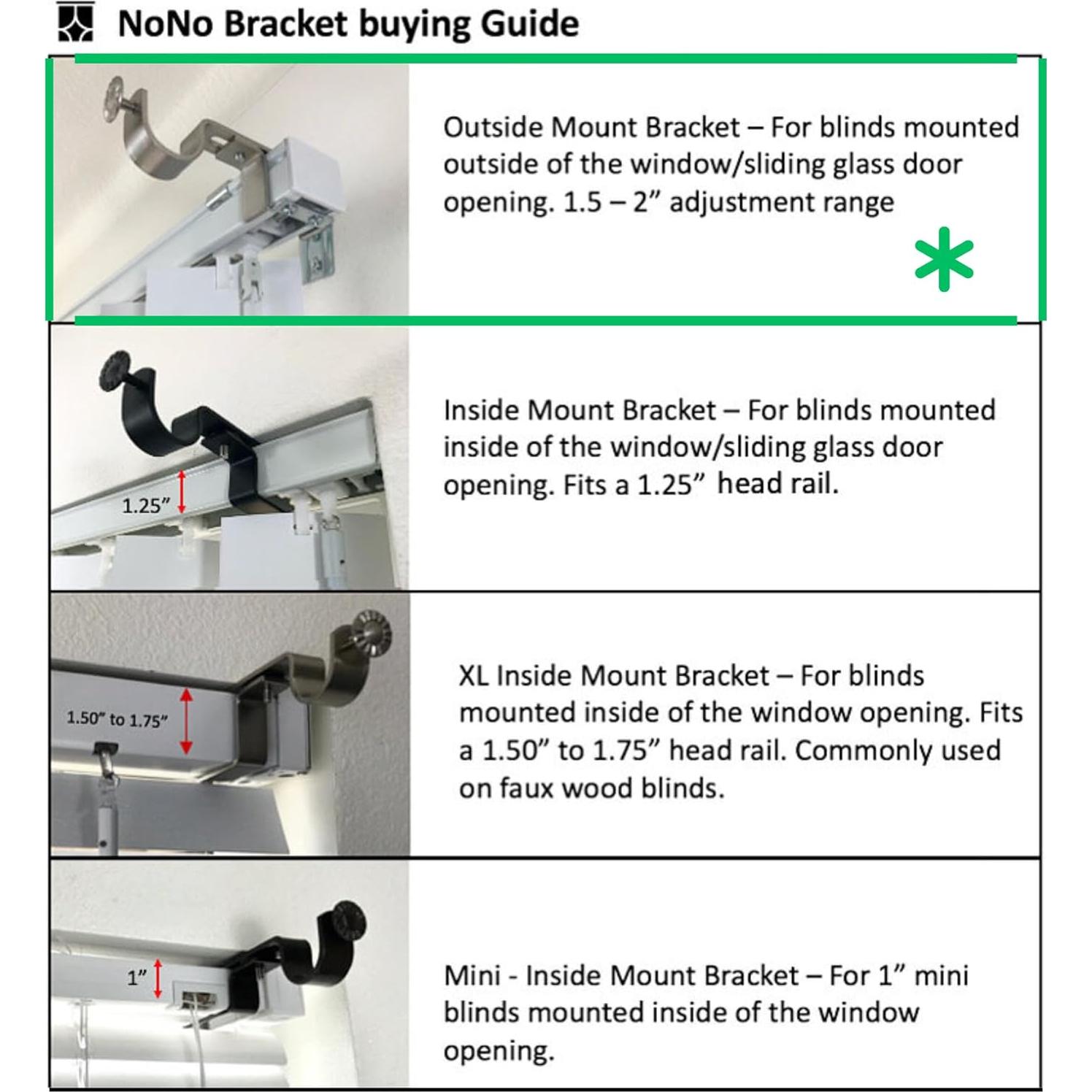 Soporte NoNo para Cortinas - Juego de 3 Soportes Sin Taladrar Negro