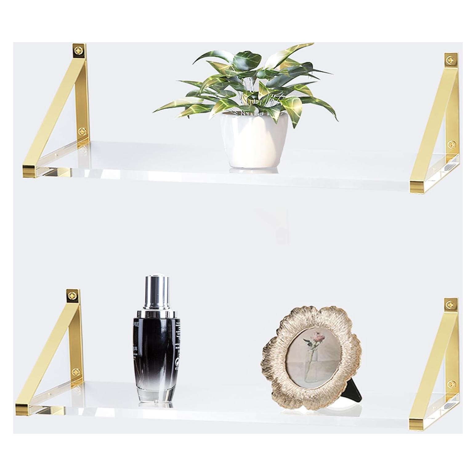 Estanterías Flotantes Doradas KDCMXS 25x15 cm Paquete de 2