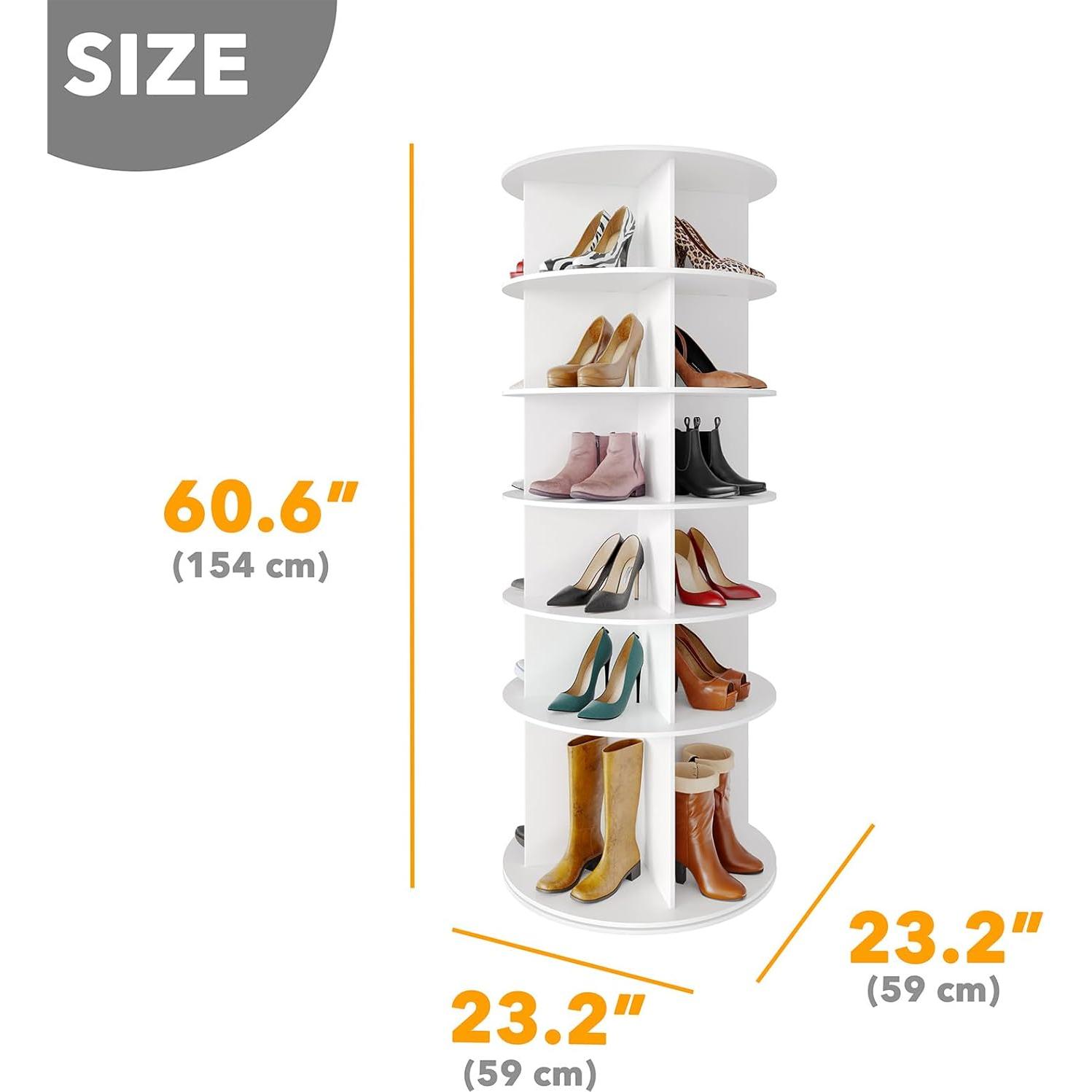 Estante de Zapatos Rotativo SpaceAid 6 Niveles Blanco 153.7 cm
