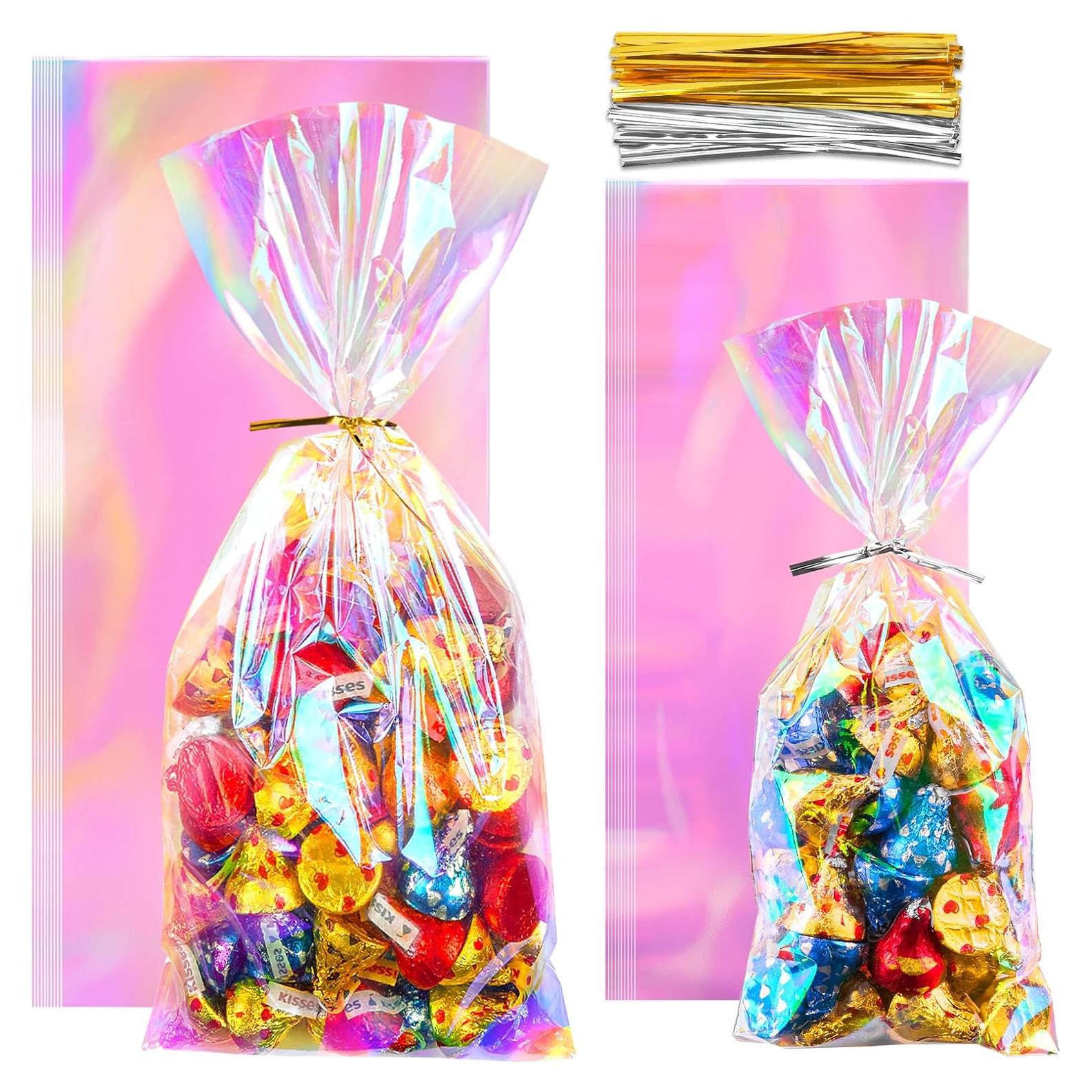Bolsas de Celofán Iridiscentes Ohuimrt 100 PCS 10x24 cm y 12x28 cm
