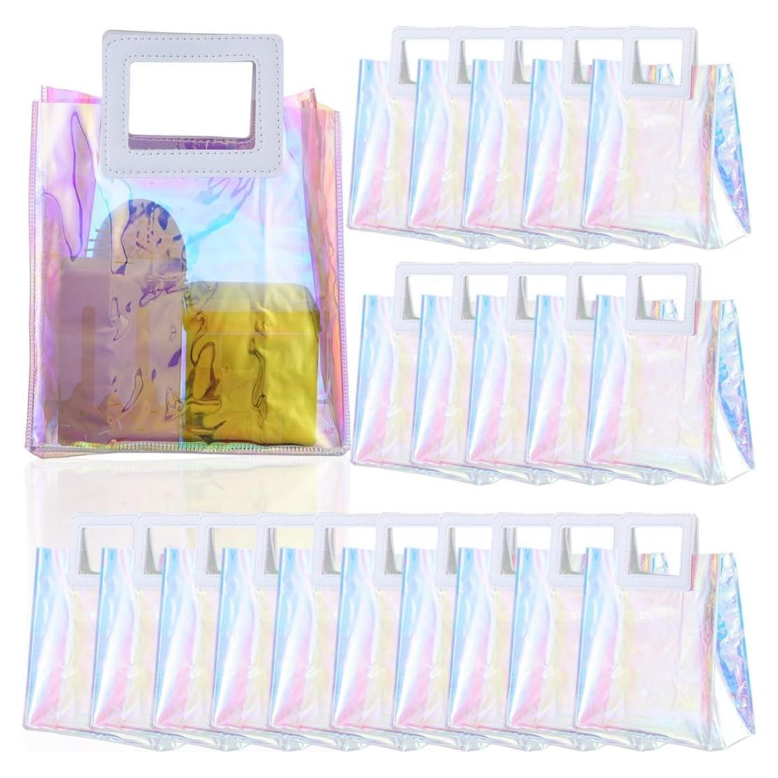 20 Bolsas Tote Holográficas Lnrueg Transparentes 17.8x10.2x21.1cm