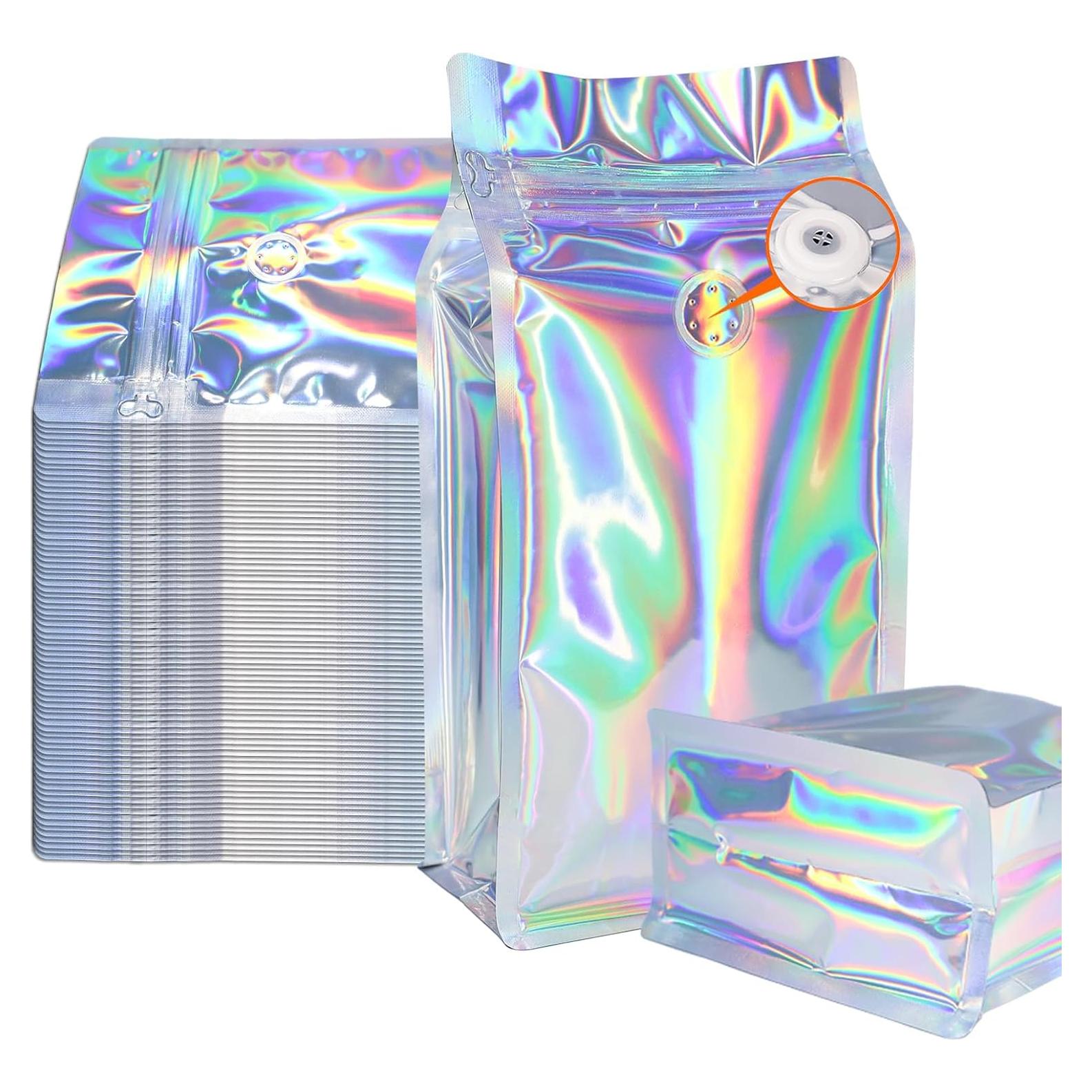 50 Bolsas de Café Resellables Mstar Pack 227g Holográficas