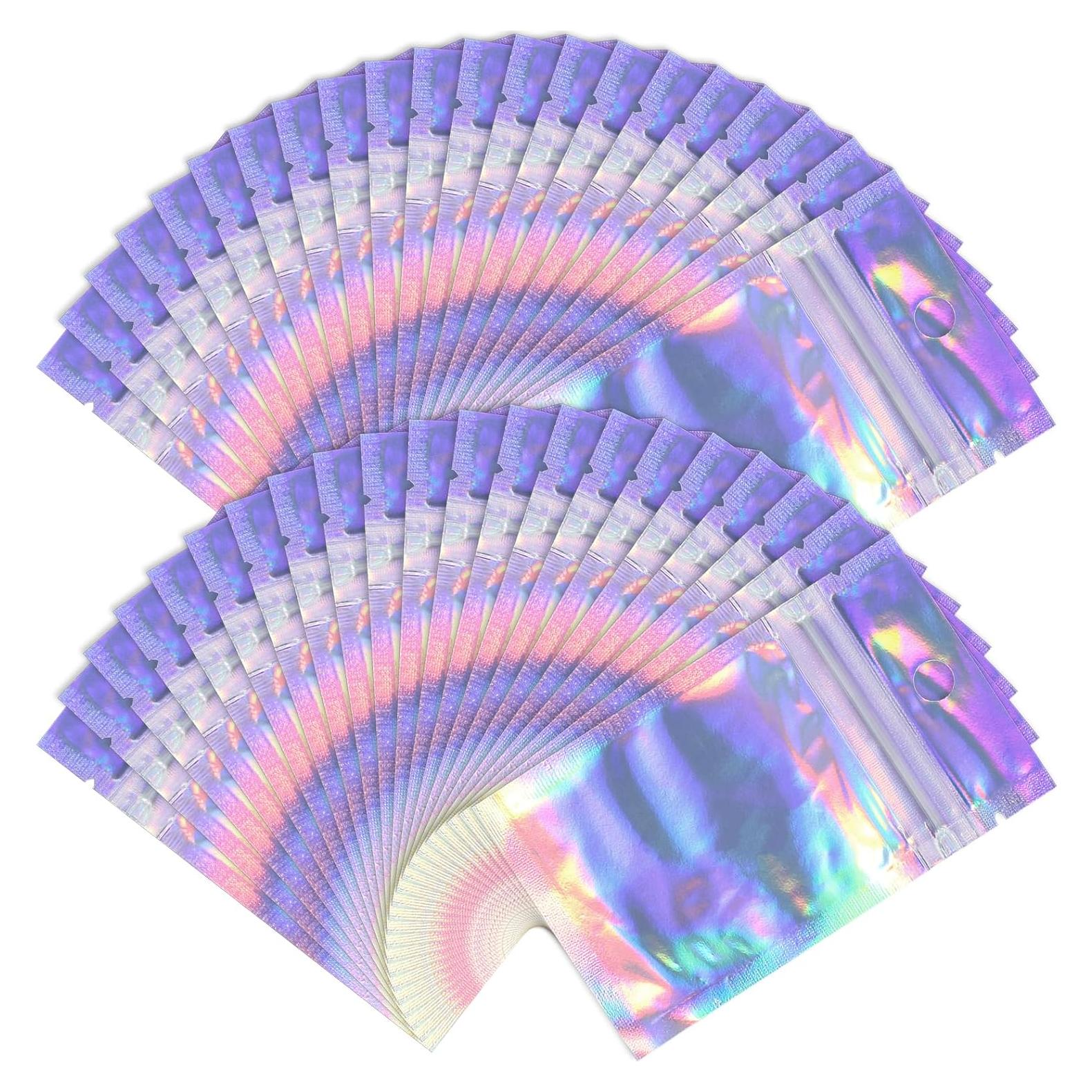 Paquete de 100 Bolsas Plásticas Holográficas Reutilizables 12x7.5cm