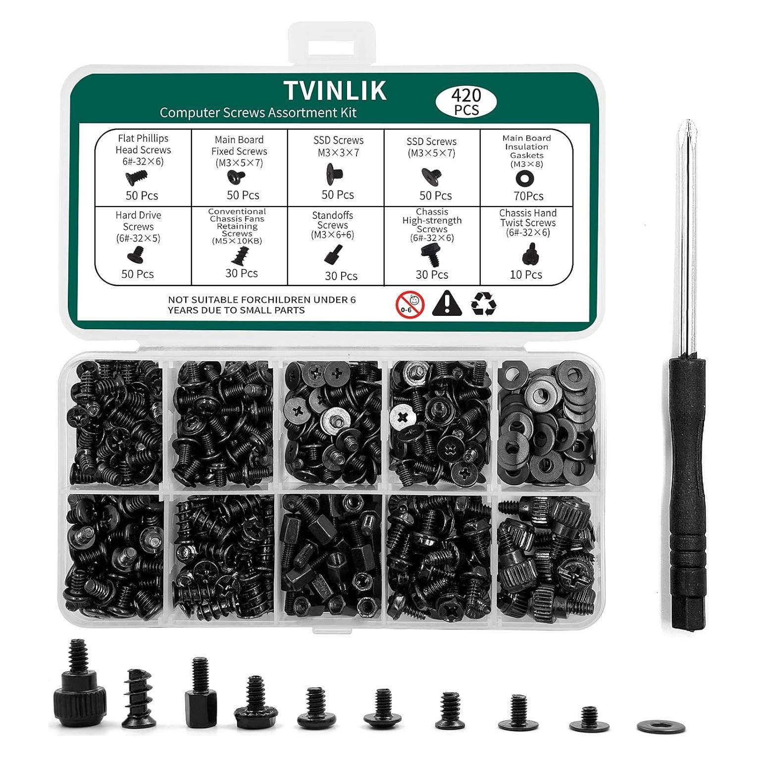 Kit de Tornillos para PC TVINLIK 420 Piezas M2 M2.5 M3 M5