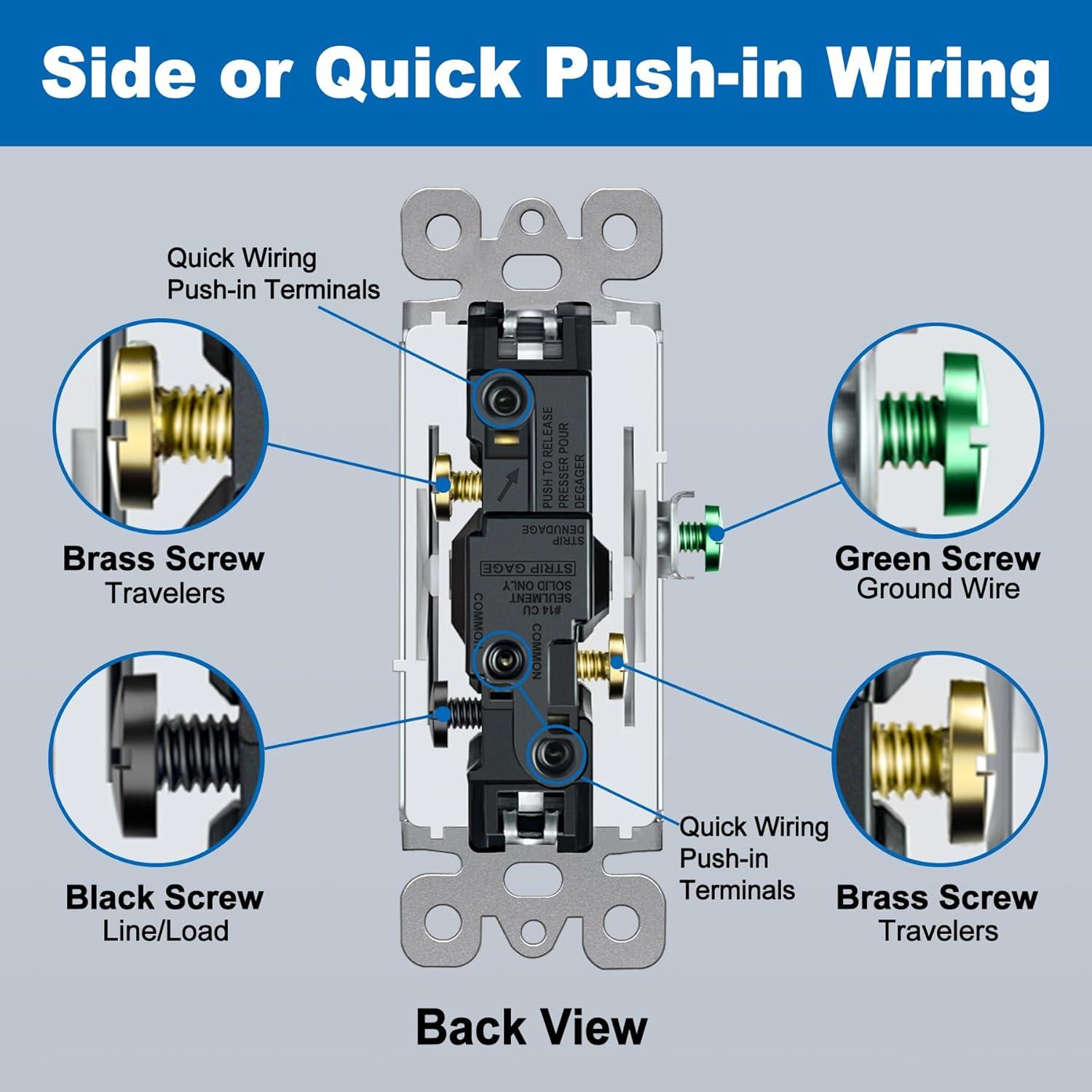 Interruptores de Luz Decorativos BESTTEN 3 Vías Paquete de 10