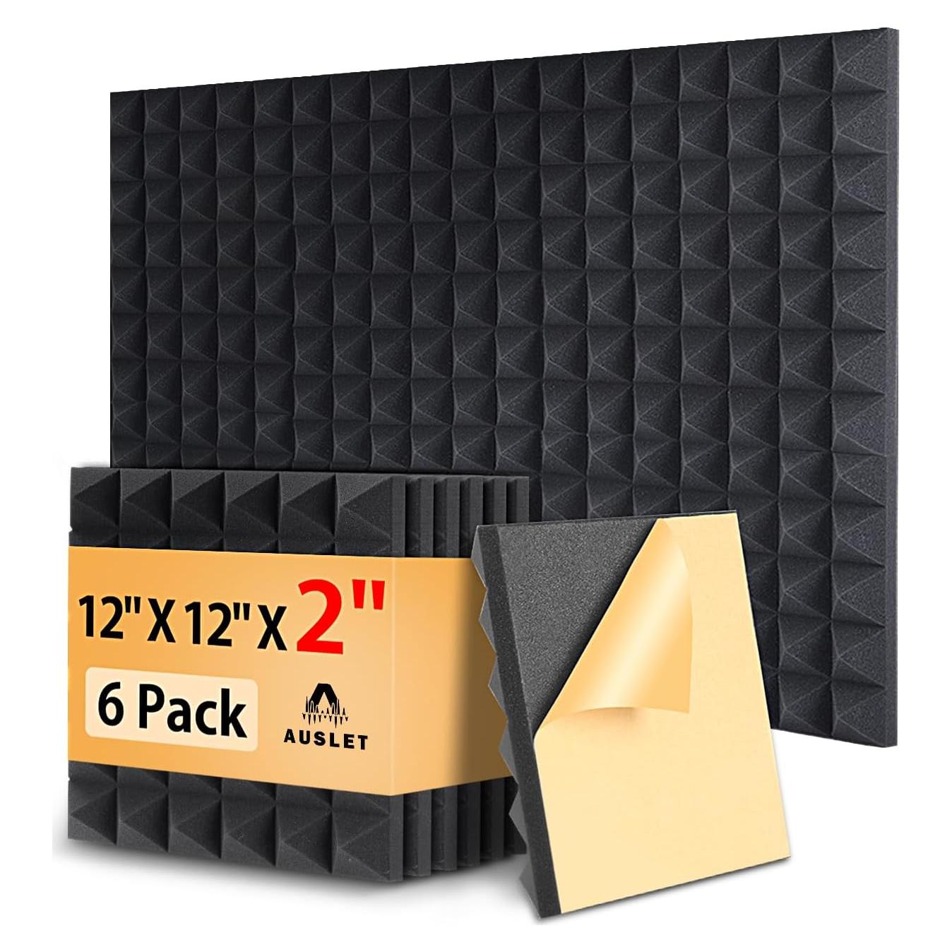 Paquete de 6 Paneles Acústicos AUSLET 30x30 cm Autoadhesivos