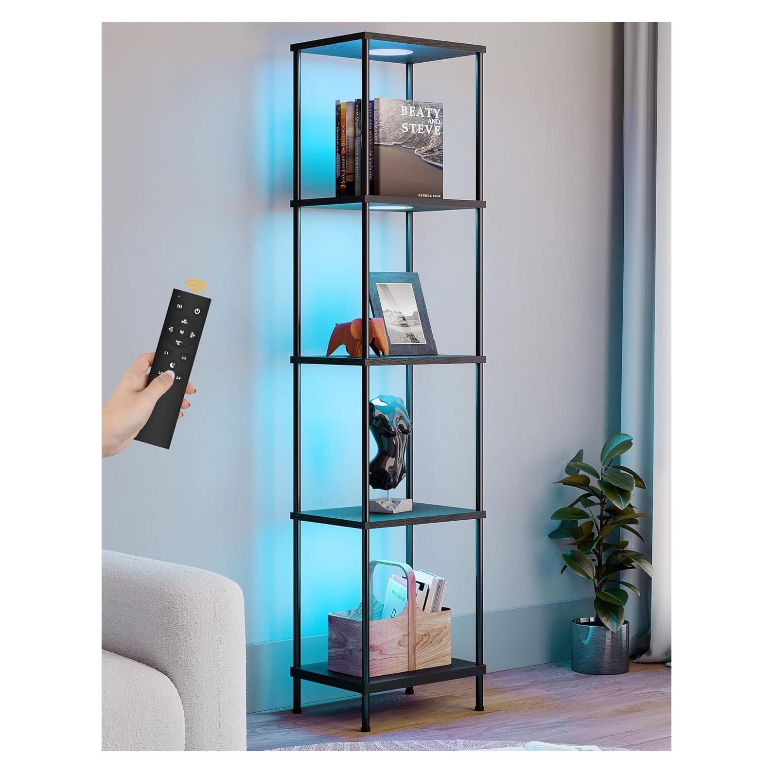 Estante de exhibición con luz RGBW PARTPHONER negro 165cm