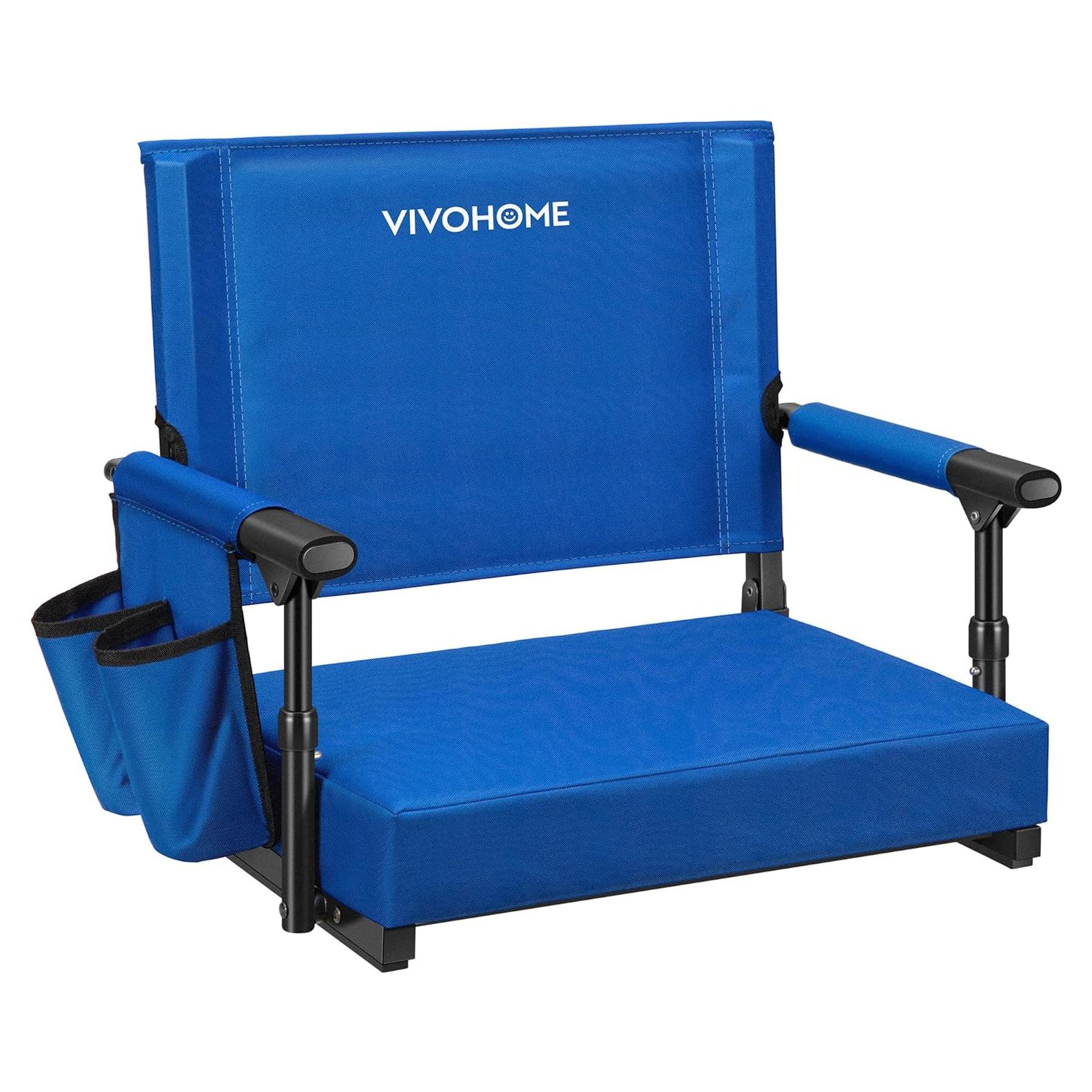 Asiento de Estadio VIVOHOME Plegable con Soporte y Cojín Azul