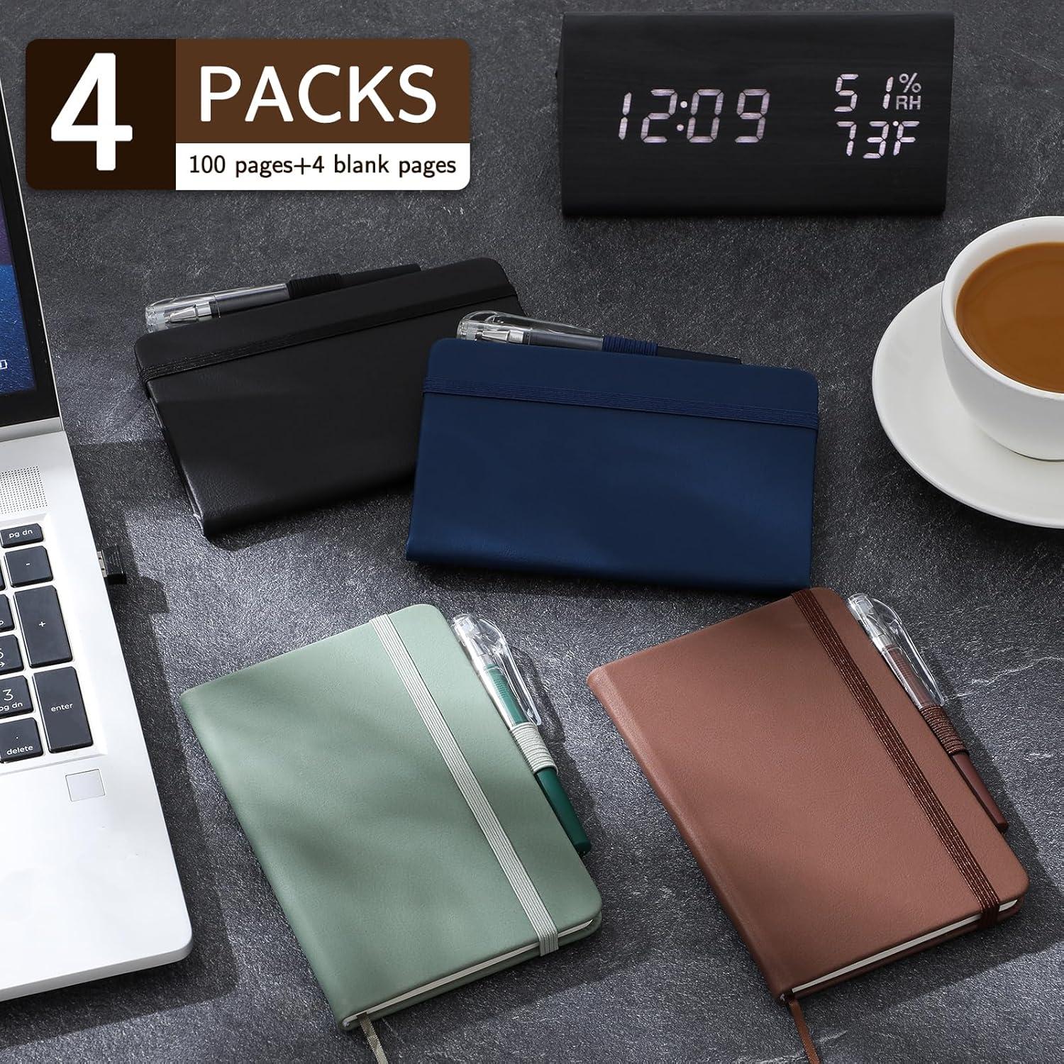 Cuadernos Pequeños NETANY A6 de Cuero - Paquete de 4, 416 Páginas