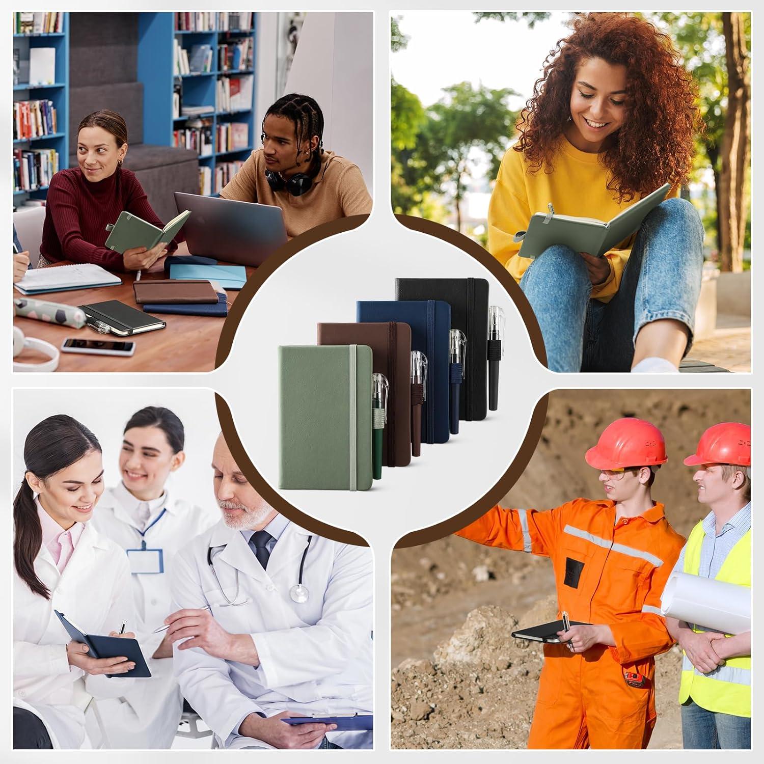 Cuadernos Pequeños NETANY A6 de Cuero - Paquete de 4, 416 Páginas