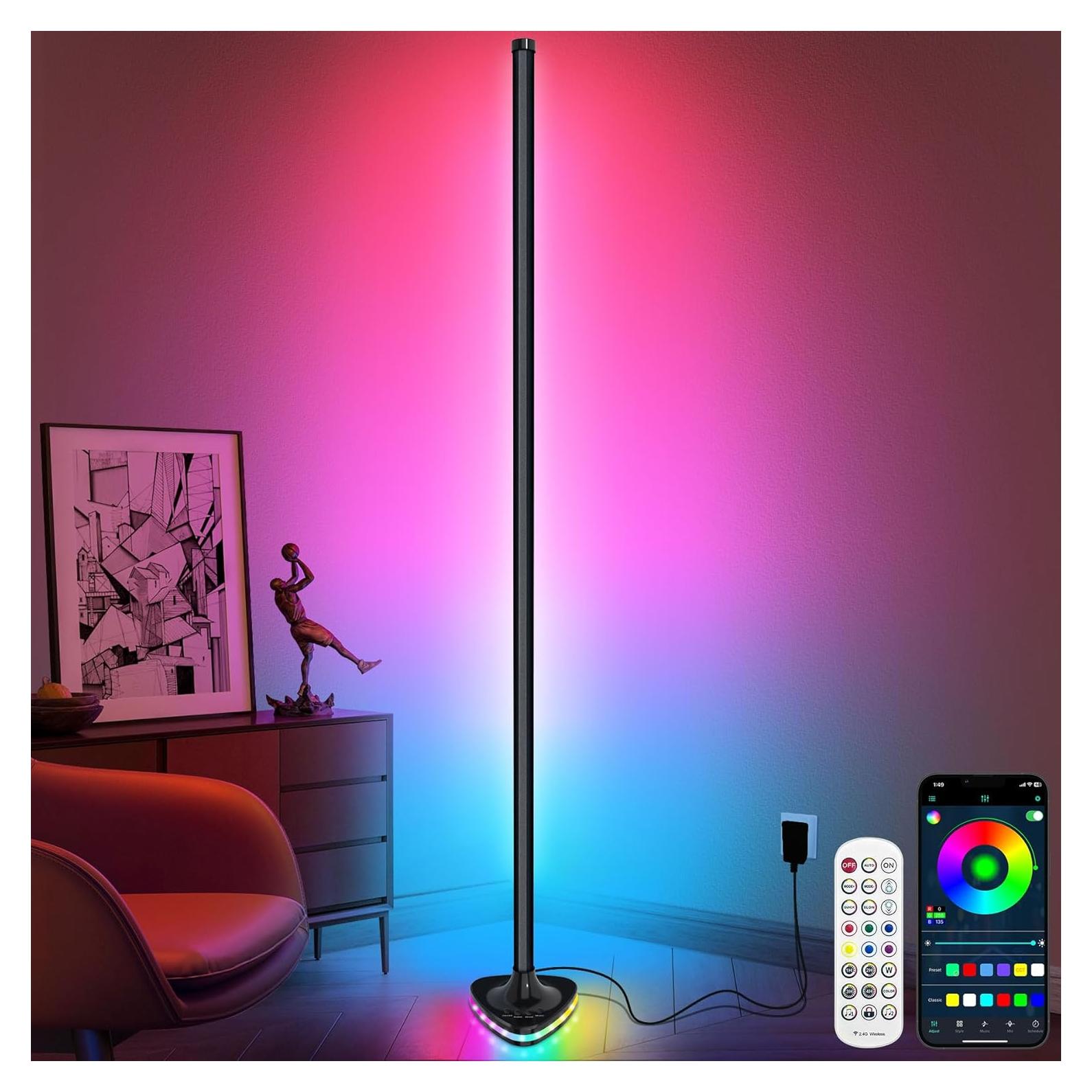 Lámpara de Pie LED RGB LanSuper 21W 1800LM Control Remoto