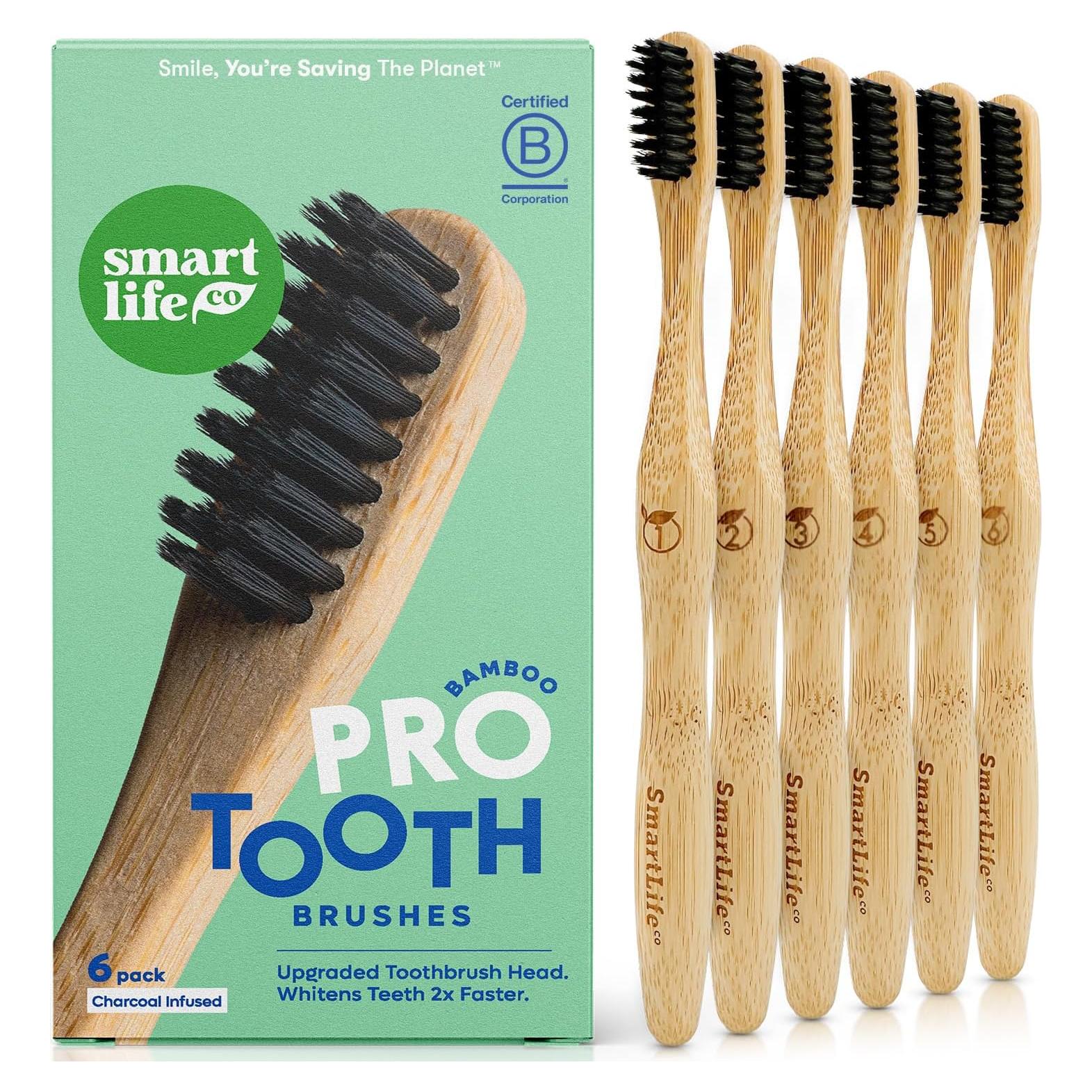 Cepillos de Dientes de Bambú SmartLifeco PRO - 6 Unidades Ecológicos