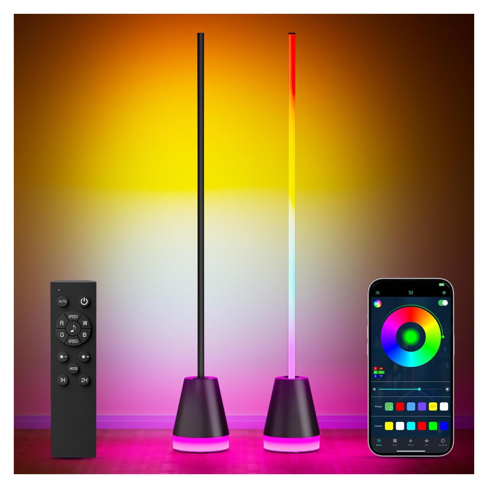 Lámpara de Pie RGB LED Inteligente Keepsmile 149.86 cm Negro Mate