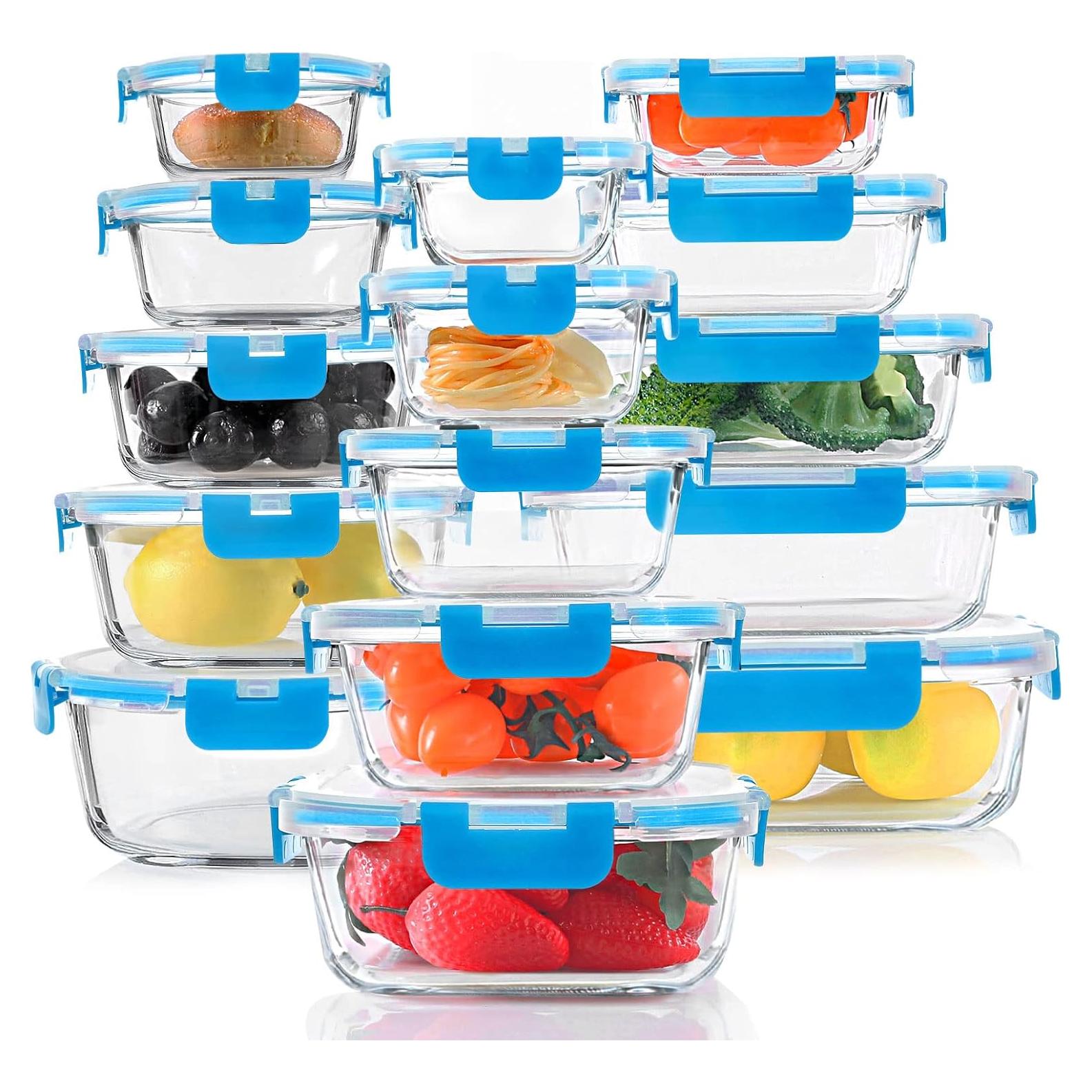 Set de 30 Contenedores de Vidrio KOMUEE con Tapas Herméticas