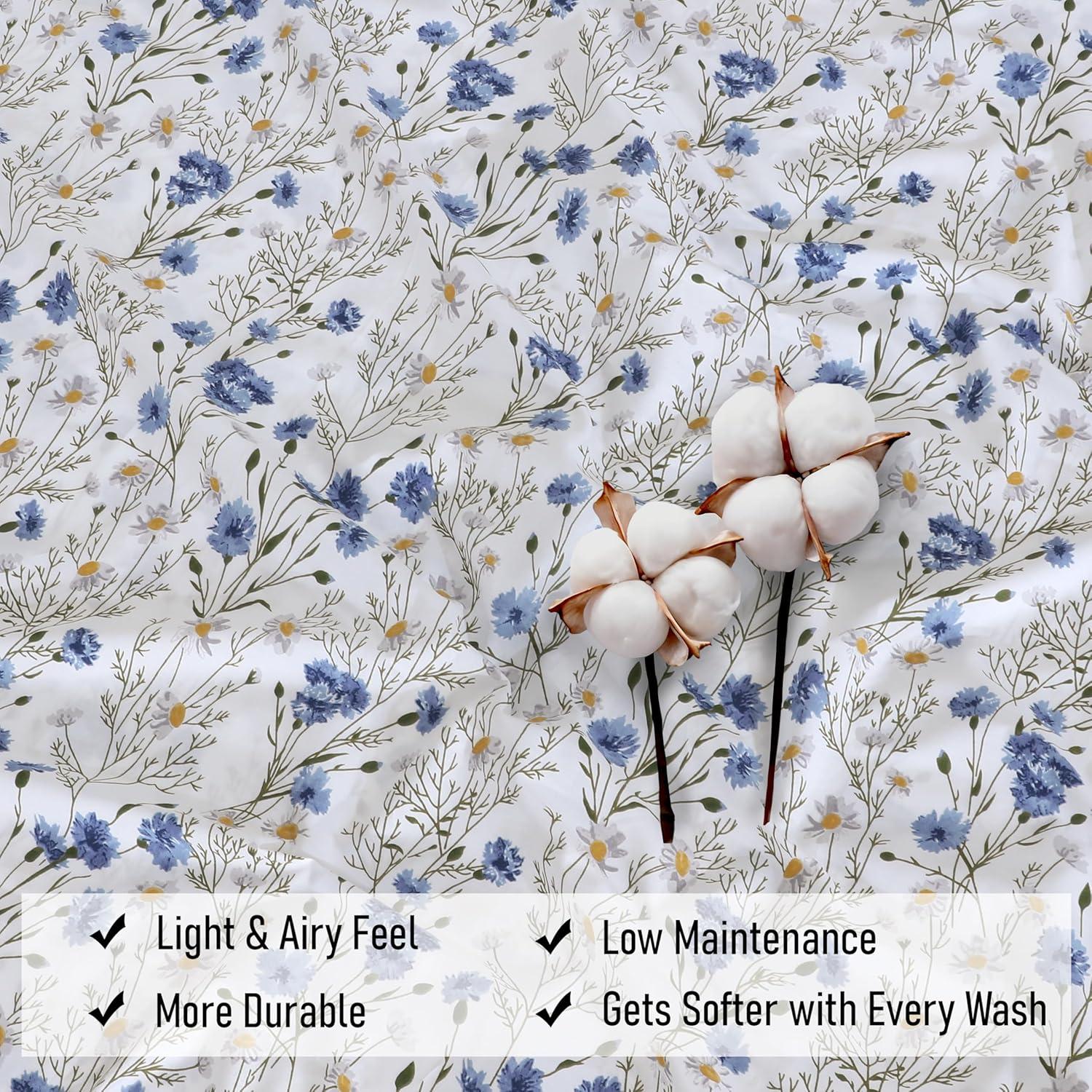 Sábanas Queen 100% Algodón RUVANTI Percale Floral 4 Piezas