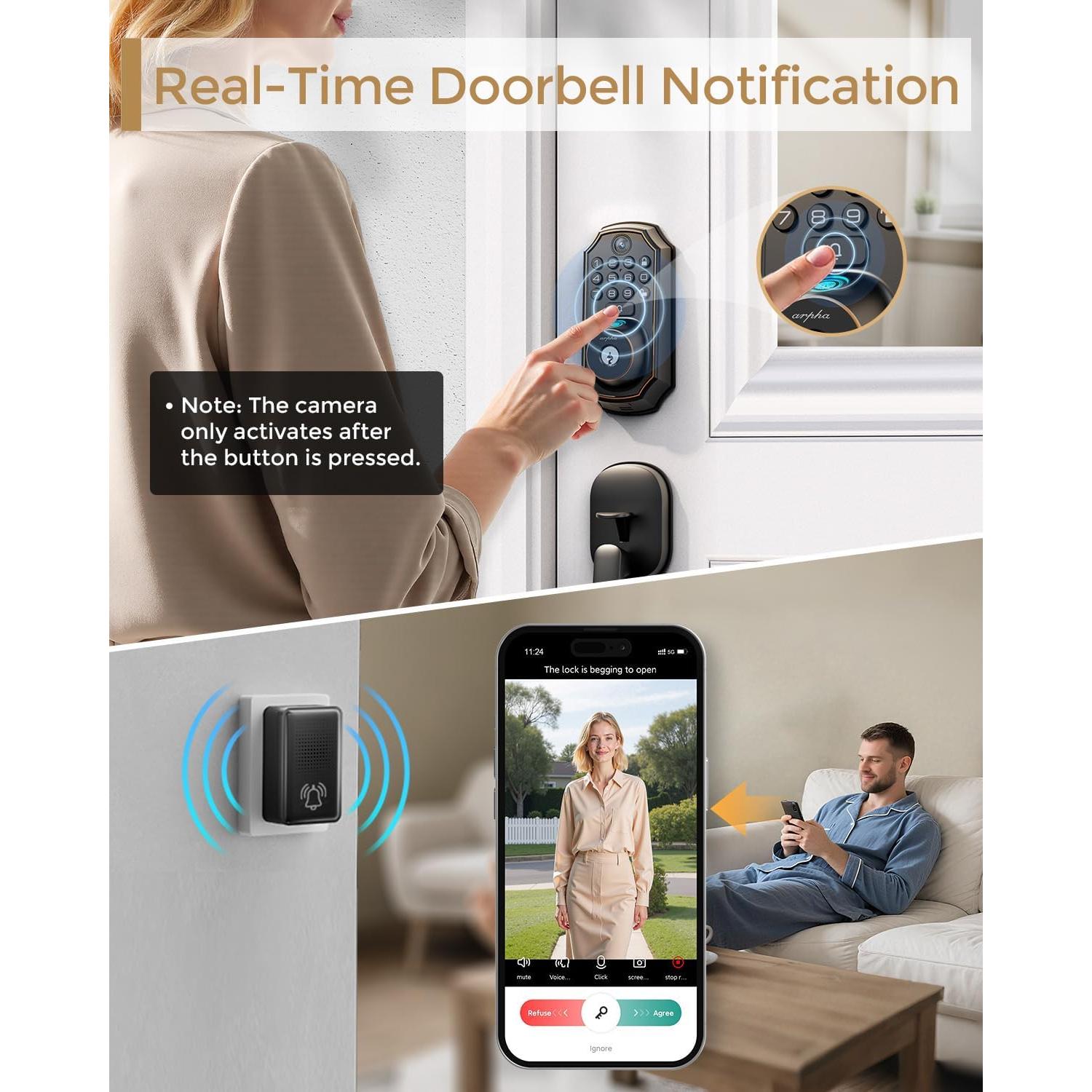 Cerradura Inteligente WiFi ARPHA D289+H100-NEW con Cámara y Huella