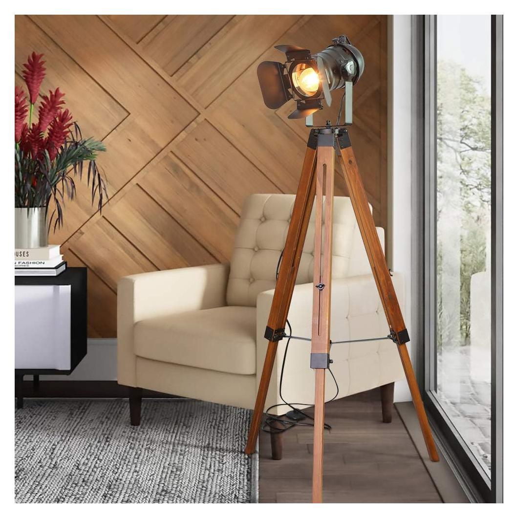 Lámpara de Pie Trípode LUSTORM Vintage Steampunk Ajustable 139.7 cm