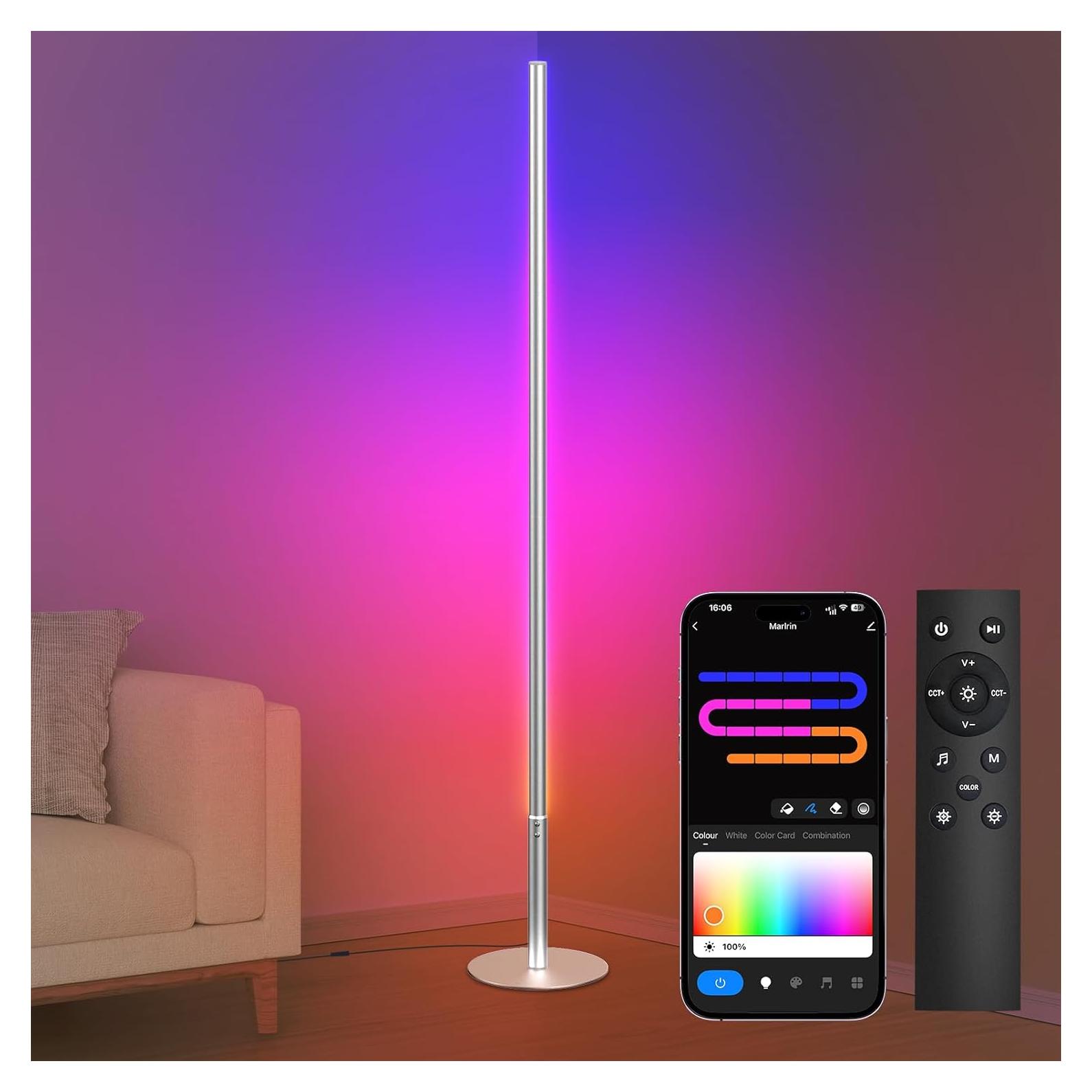 Lámpara de Pie LED RGBW Marlrin 147 cm con Control Remoto