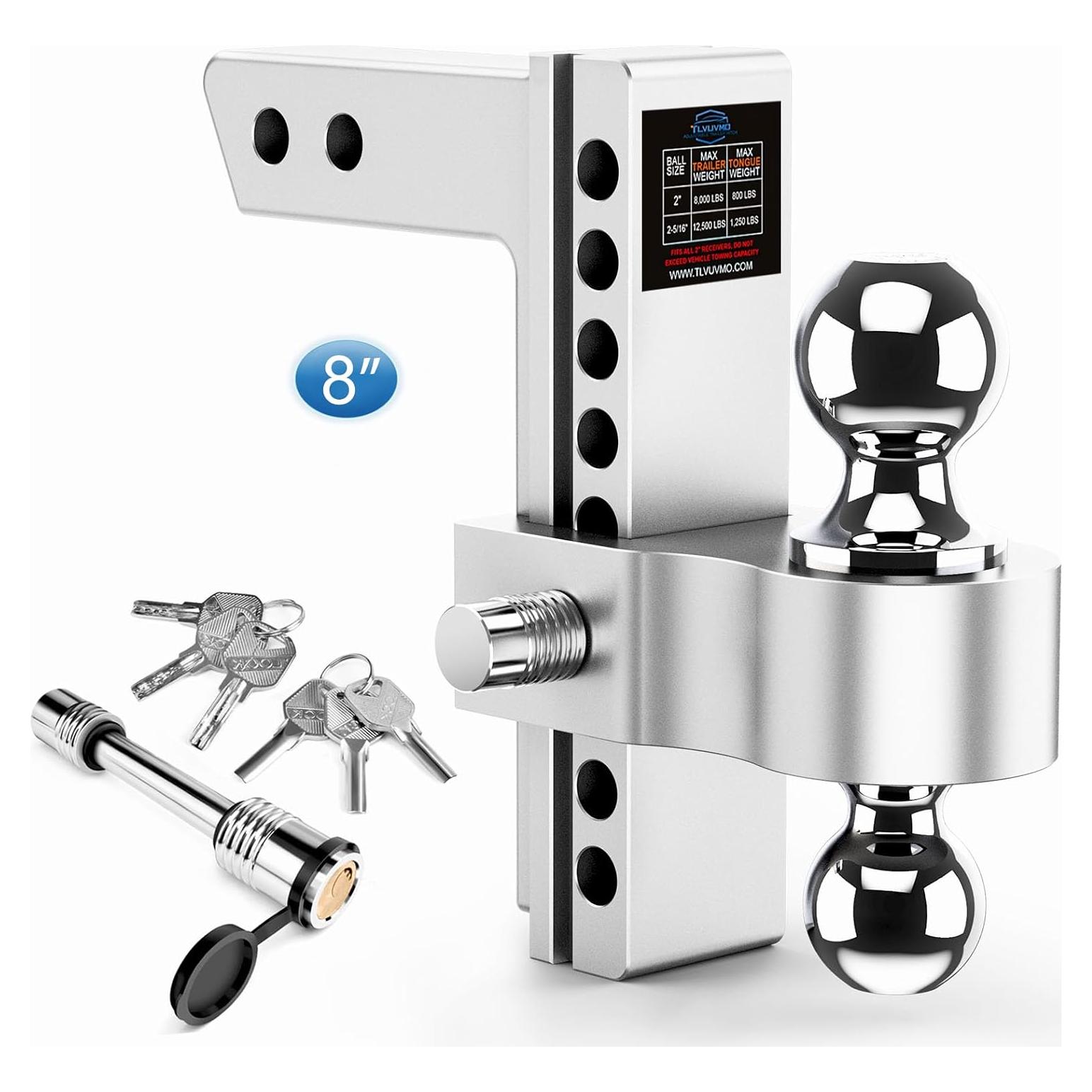 Enganche de Remolque Ajustable Tlvuvmo 12,500 LBS 8" Aluminio