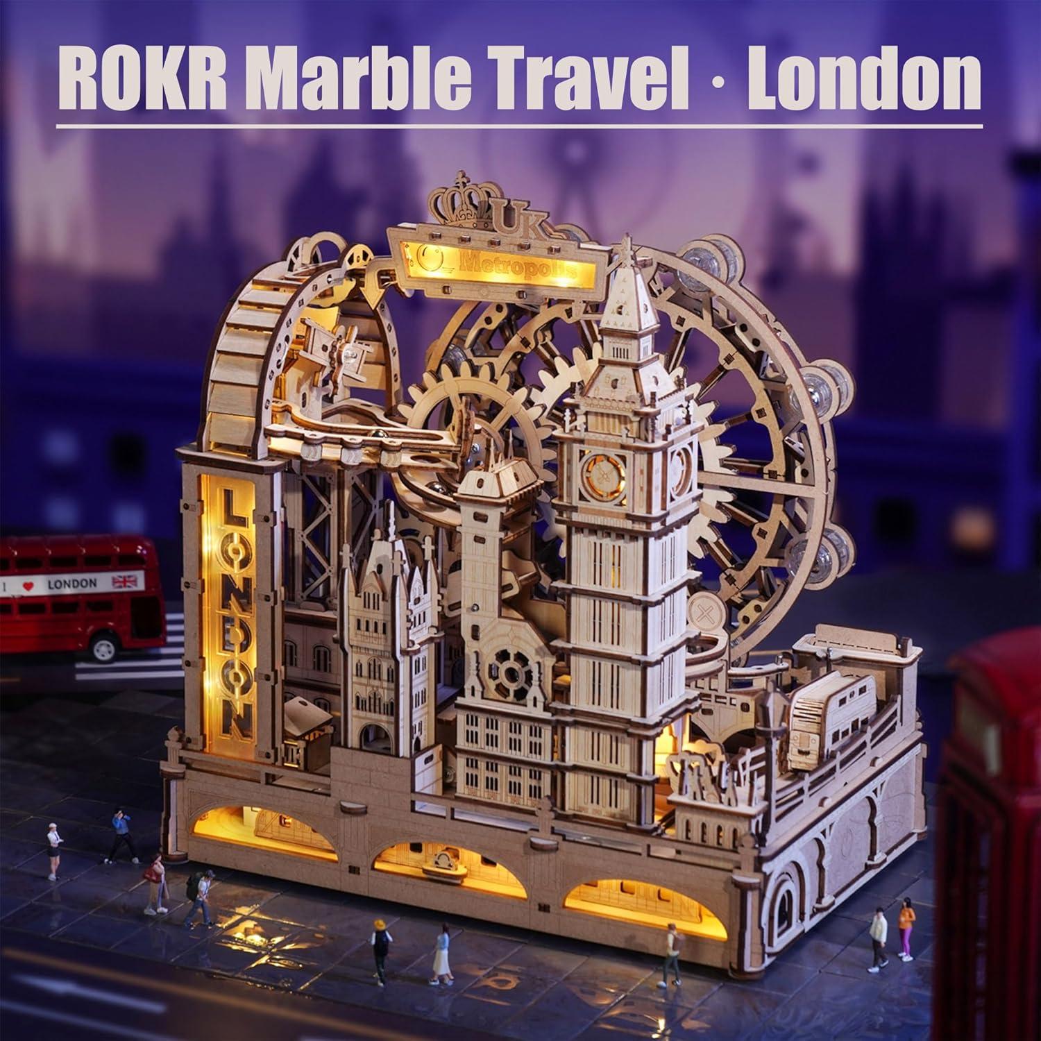 Rompecabezas 3D ROKR Marble Run Londres con LED - 431 Piezas